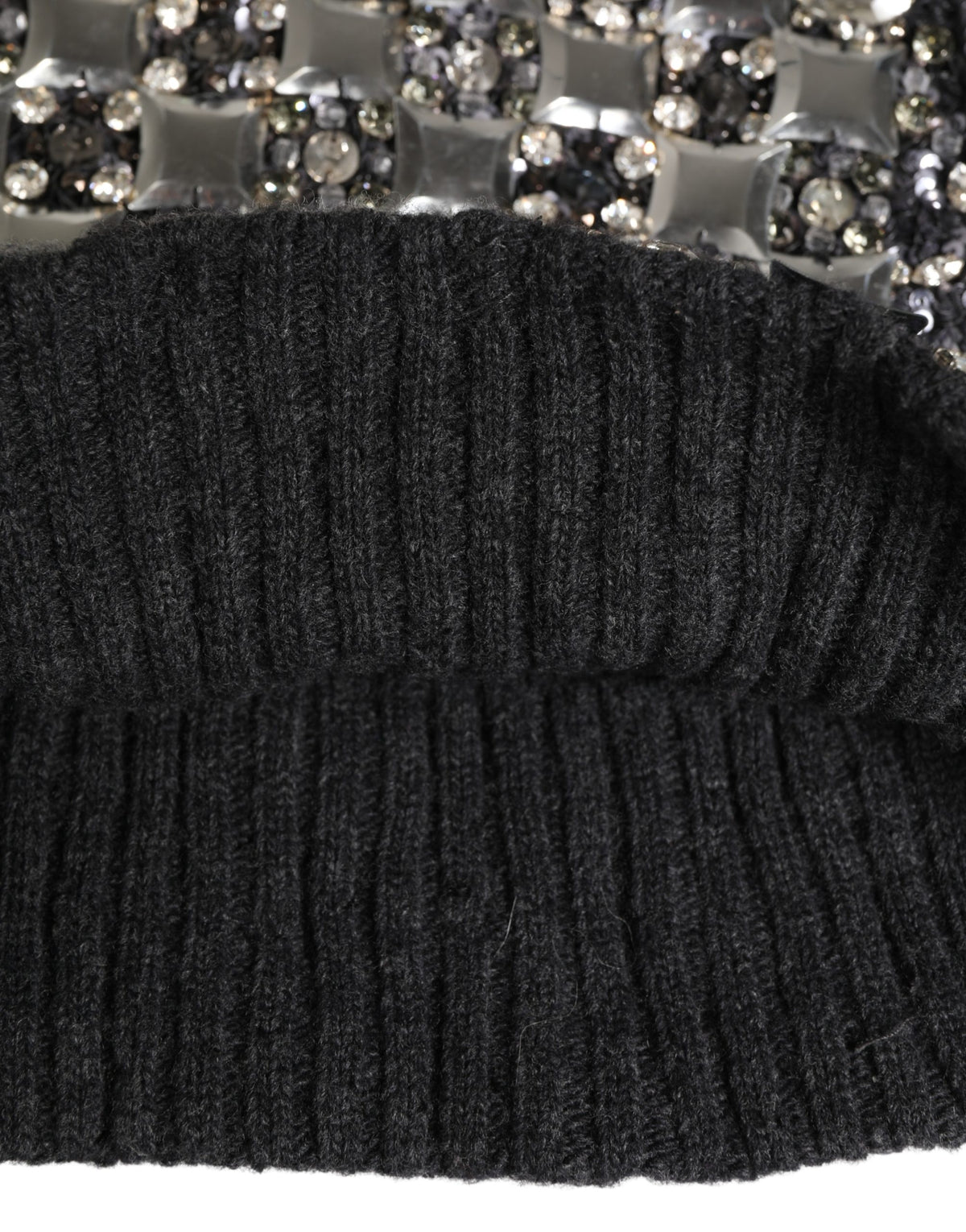 Pre-Owned Dolce & Gabbana Black Wool Crystal Embellished Balaclava Hat Women's - Very Good