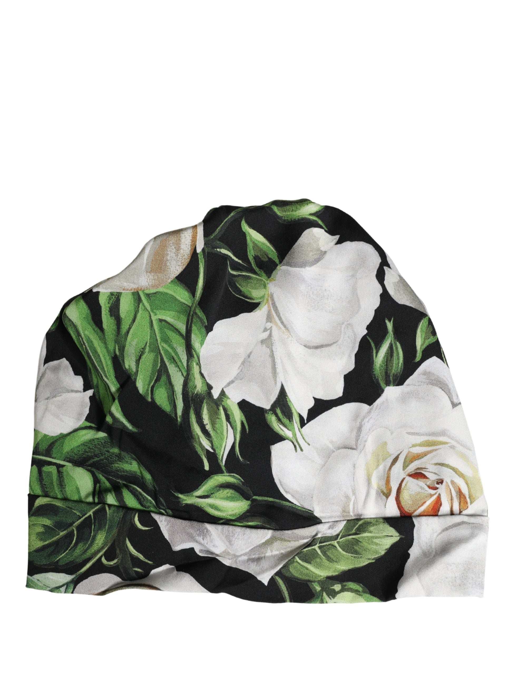 New Dolce & Gabbana Black Floral Motif Turban Headwear Women Hat