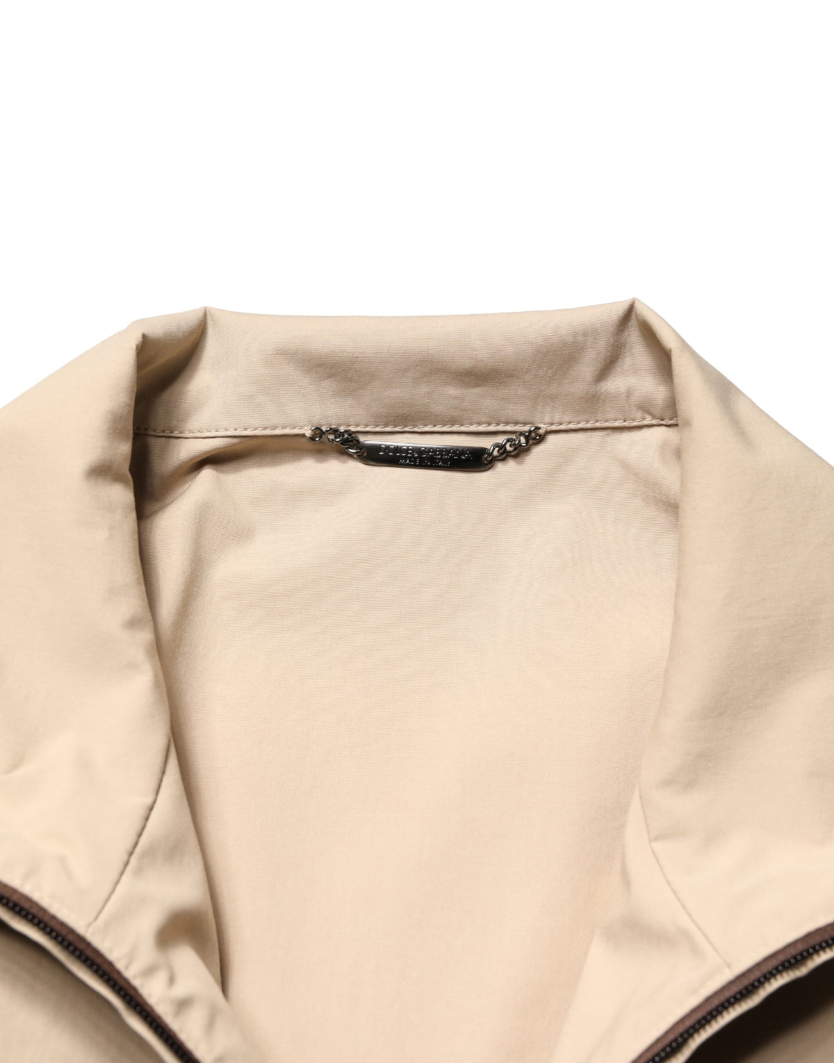 New Dolce & Gabbana Brown Beige Cotton Zip Windbreaker Jacket