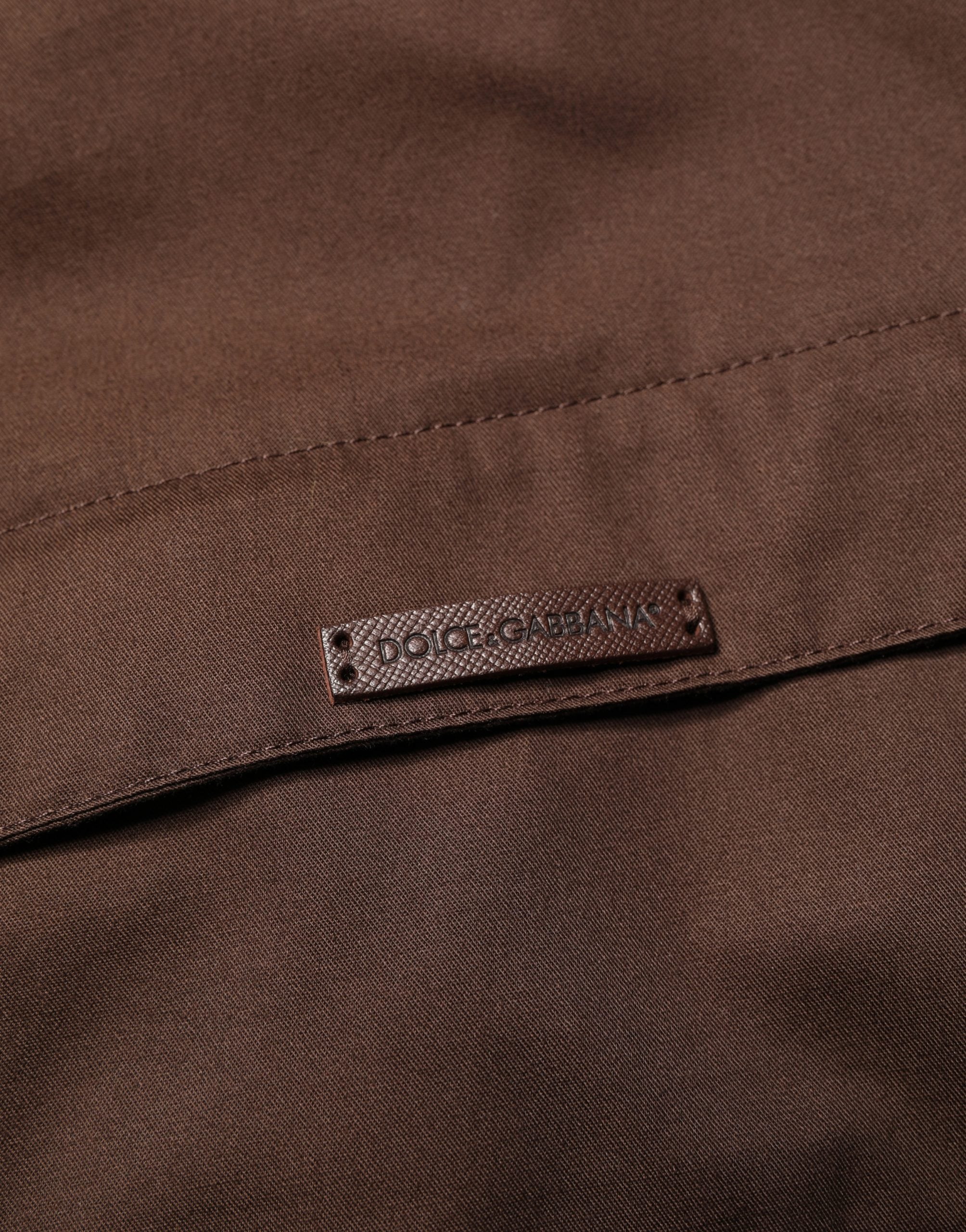 New Dolce & Gabbana Brown Beige Cotton Zip Windbreaker Jacket
