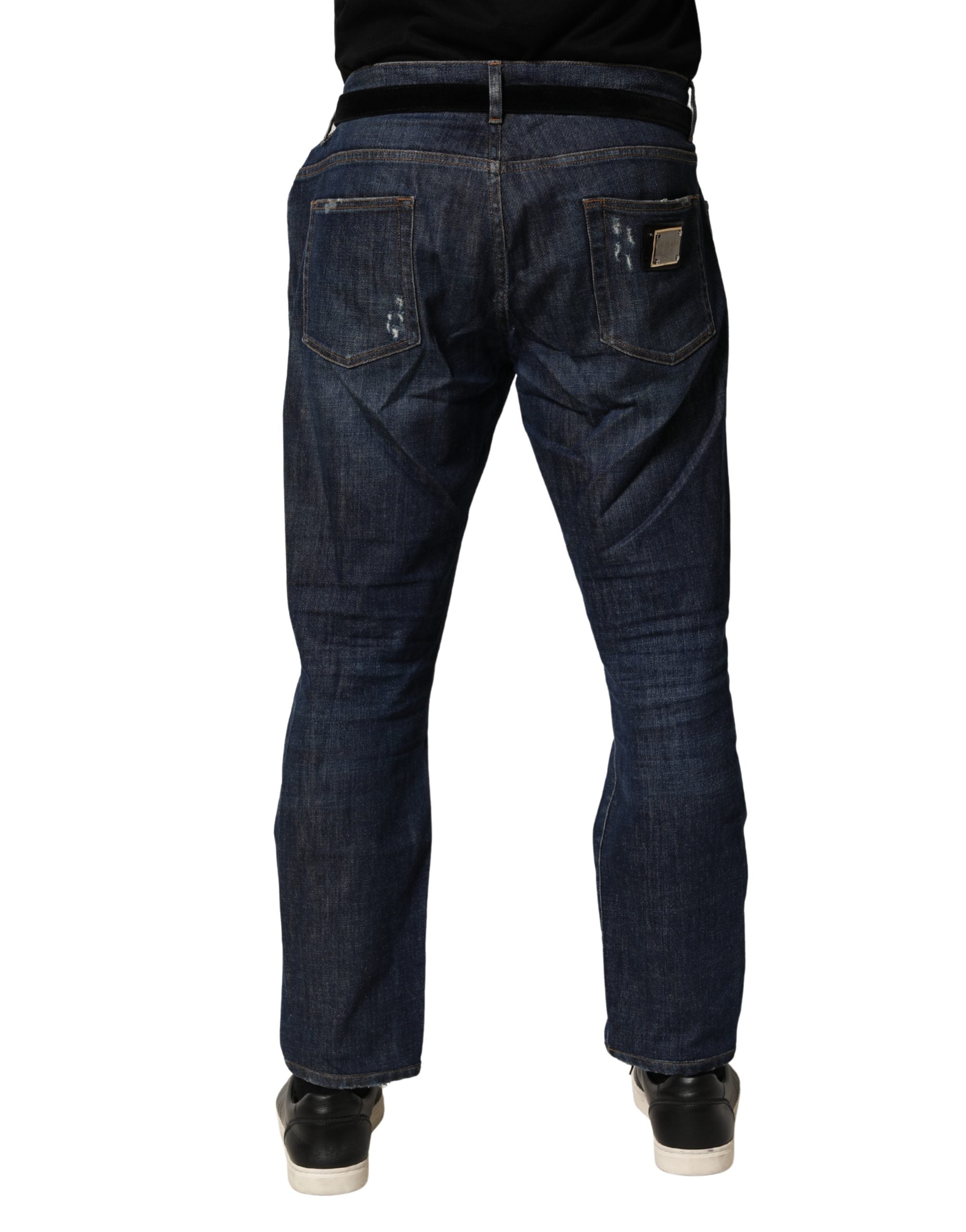 Dolce & Gabbana Dark Blue Washed Skinny Cotton Denim Jeans