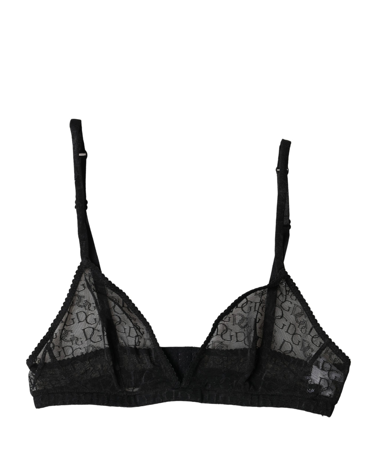 New Dolce & Gabbana Black Logo Mania Sheer Soft Cup Bra Underwear