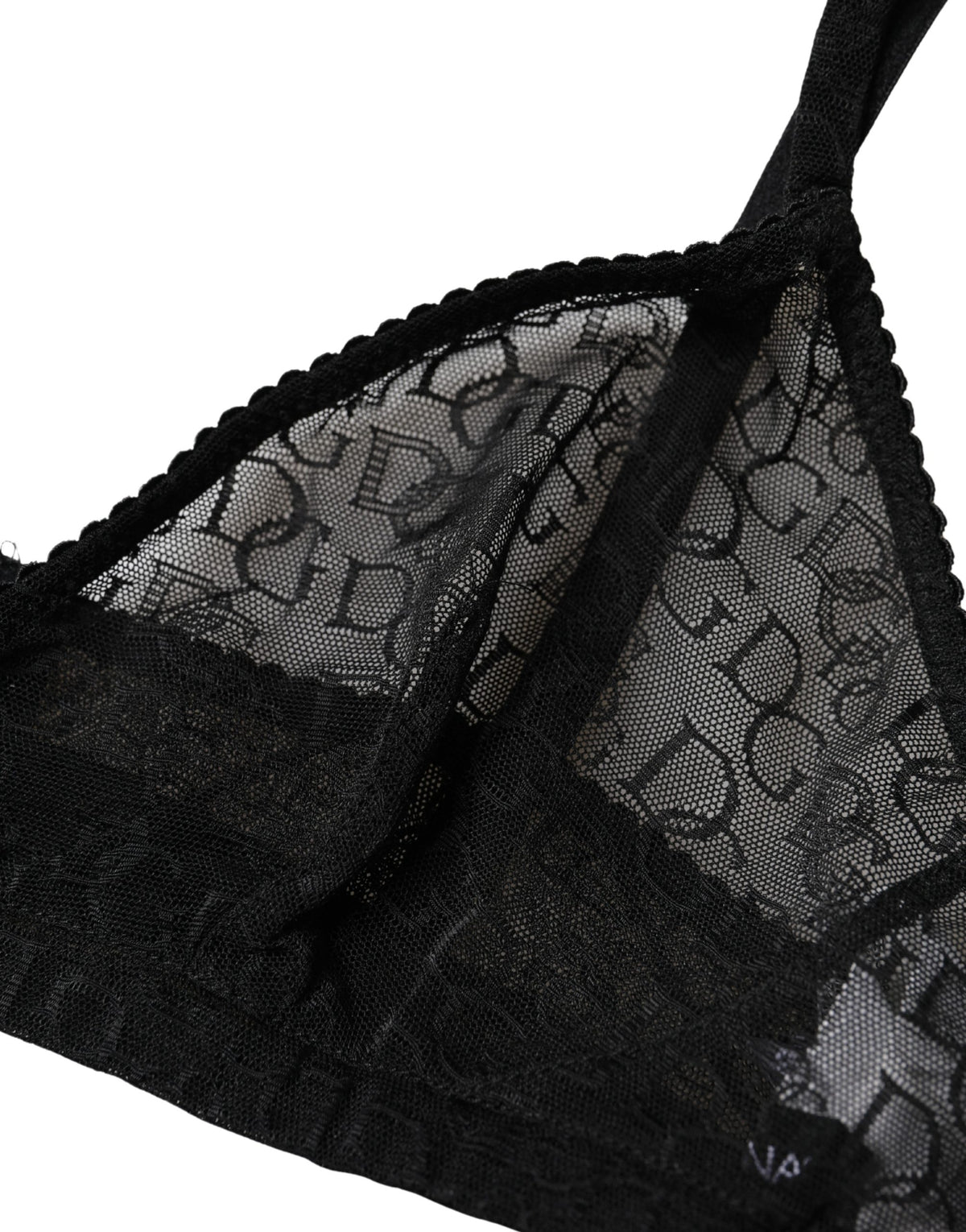 New Dolce & Gabbana Black Logo Mania Sheer Soft Cup Bra Underwear