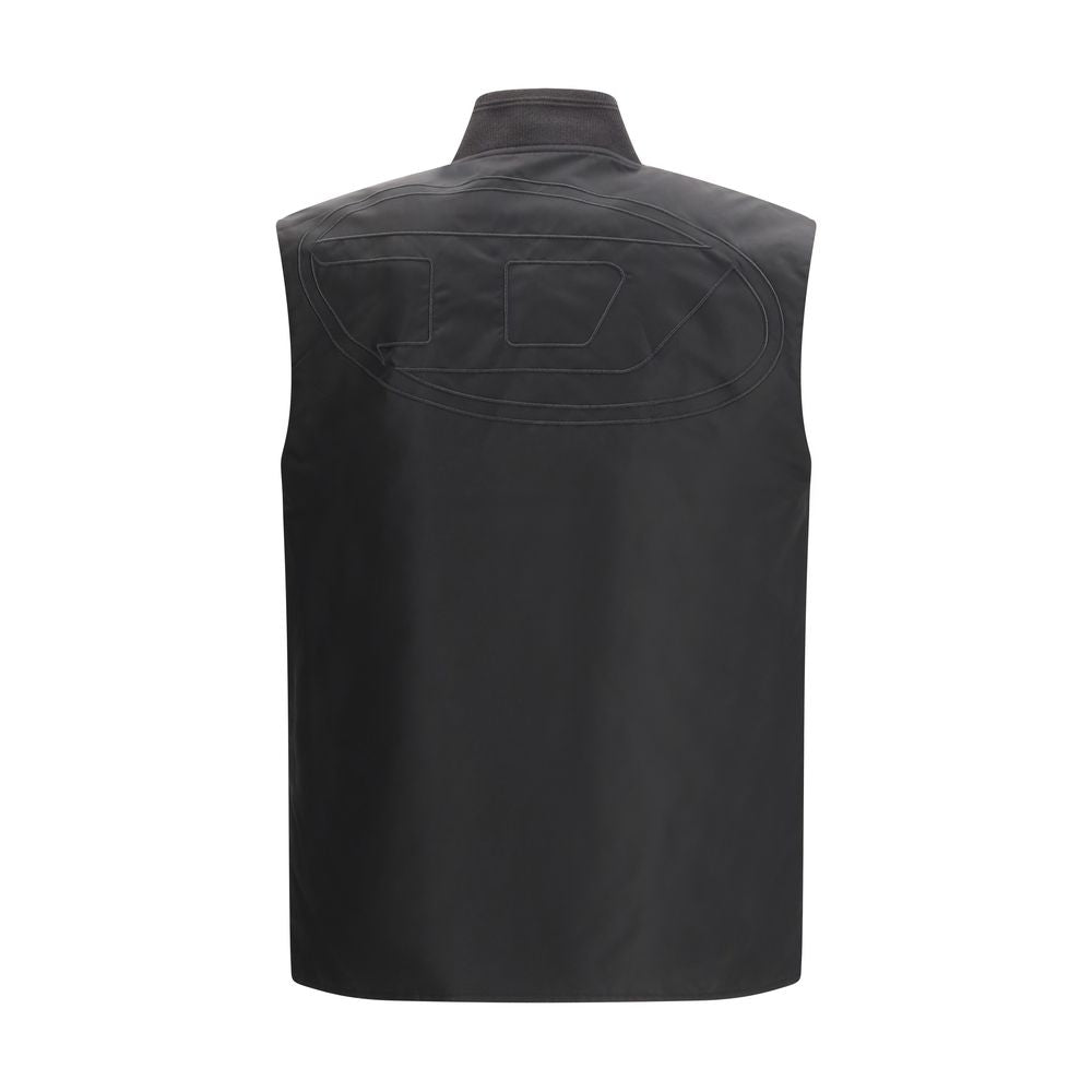 Diesel Brown Polyamide Sleeveless Jacket