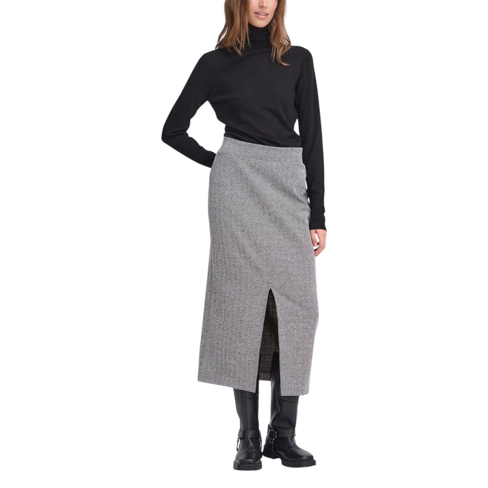 ICHI Black And White Long Skirt