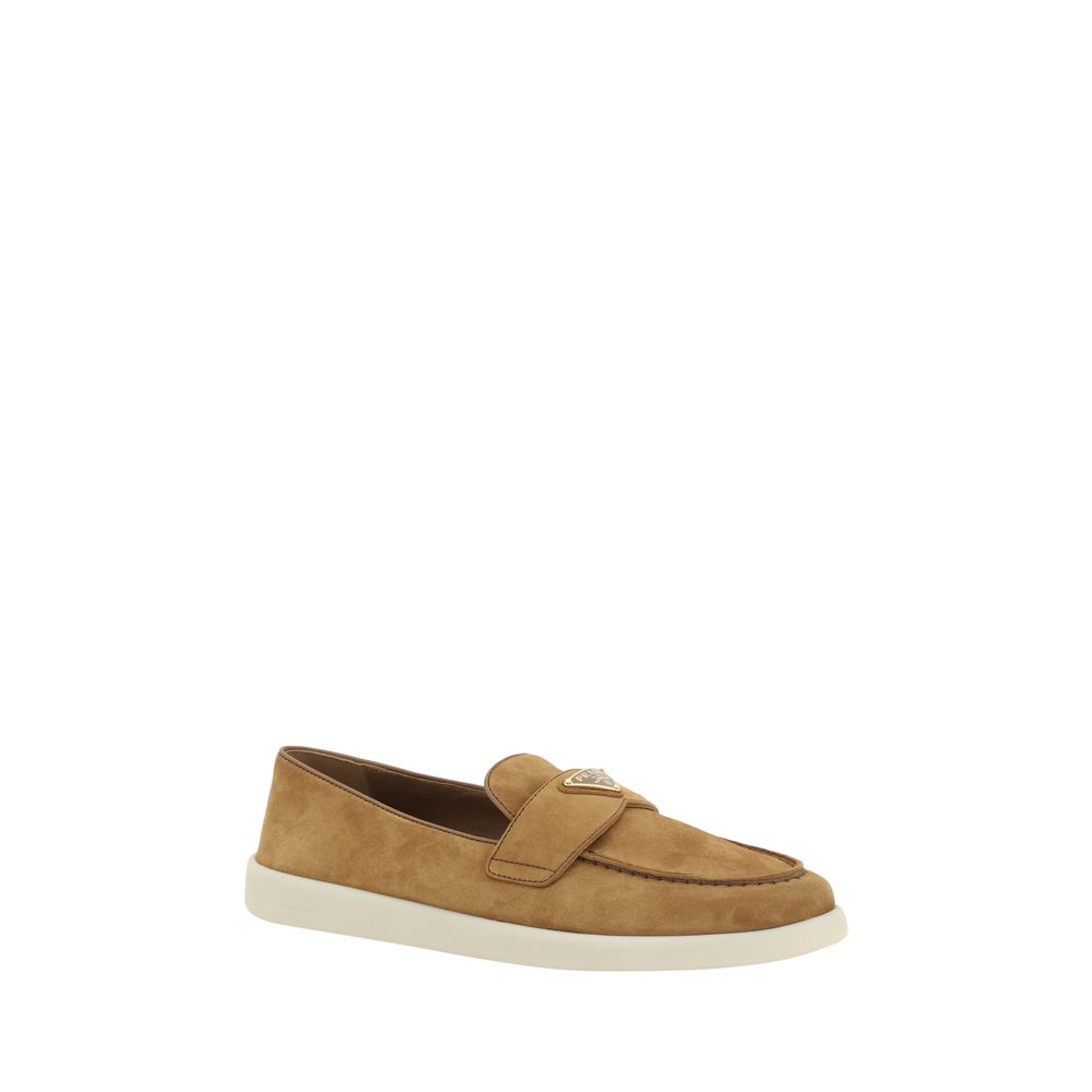 Prada Brown Leather Slip-On Loafers