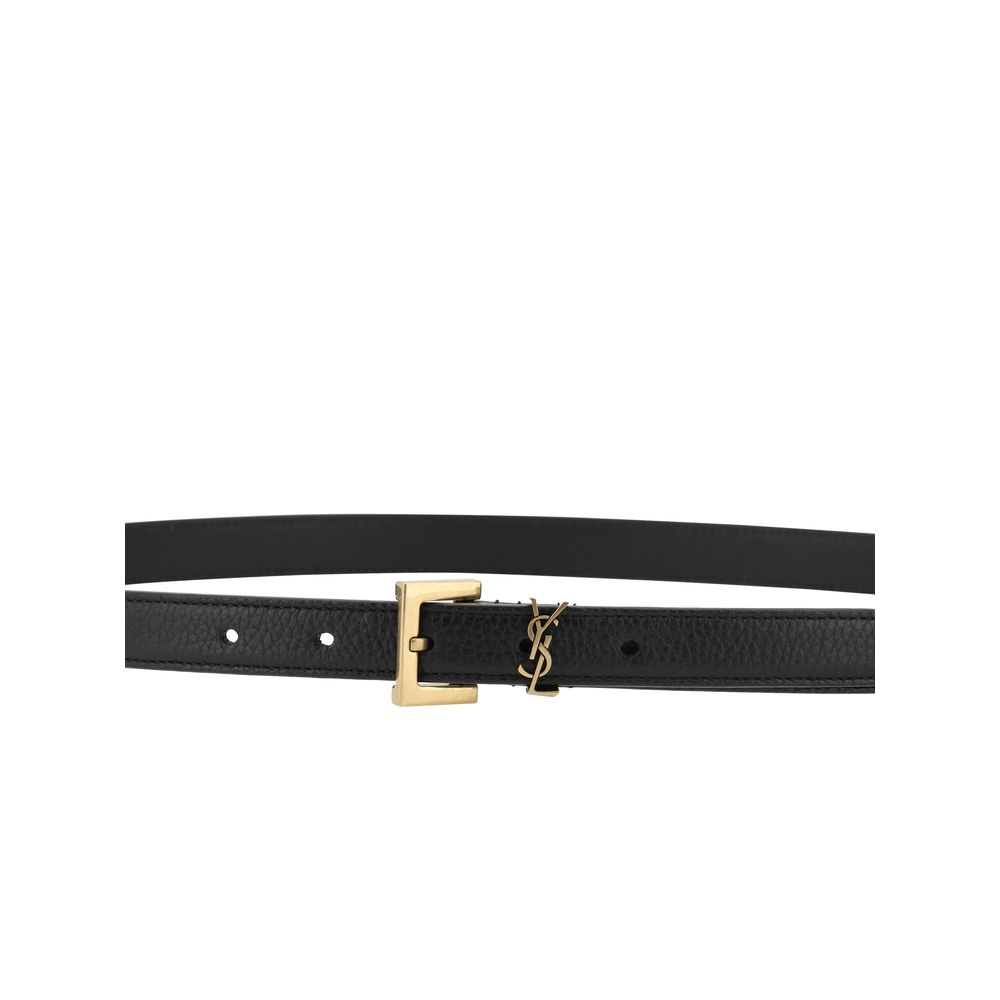 Saint Laurent Black Leather Regular Belt