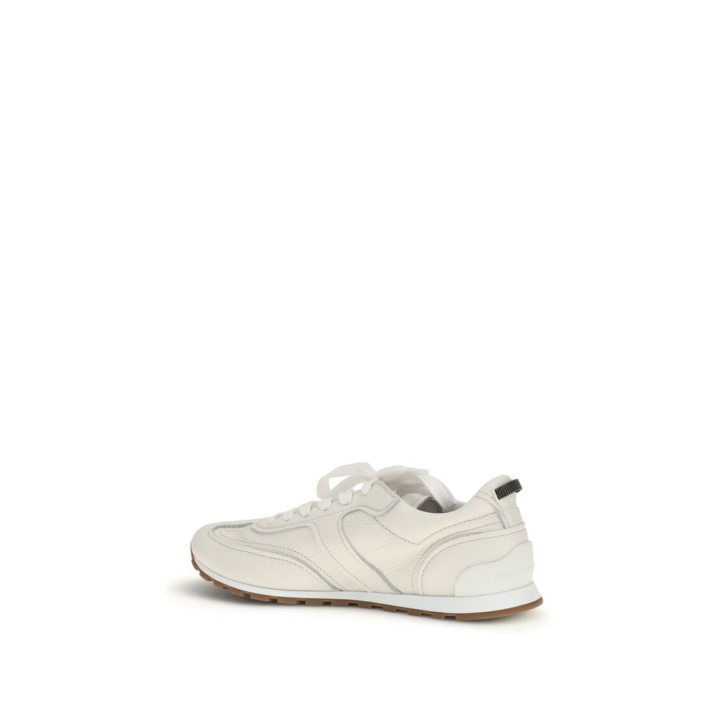 Brunello Cucinelli White Leather Low Top Sneakers