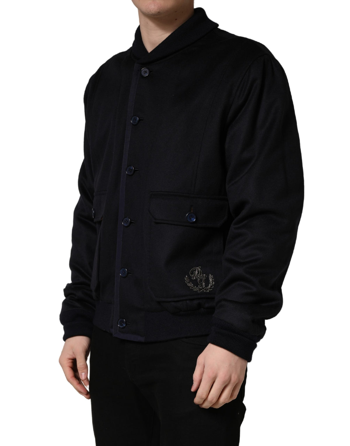New Dolce & Gabbana Black Cashmere Knitted Button Down Jacket