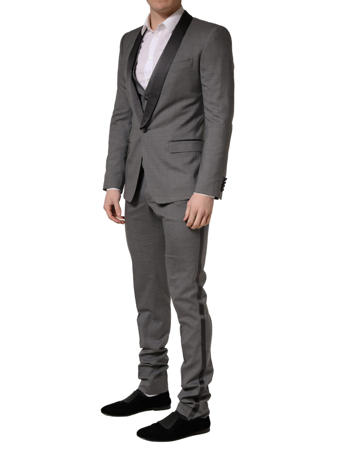 Dolce & Gabbana Gray Wool Single Breasted 1 Button 3PC Suit