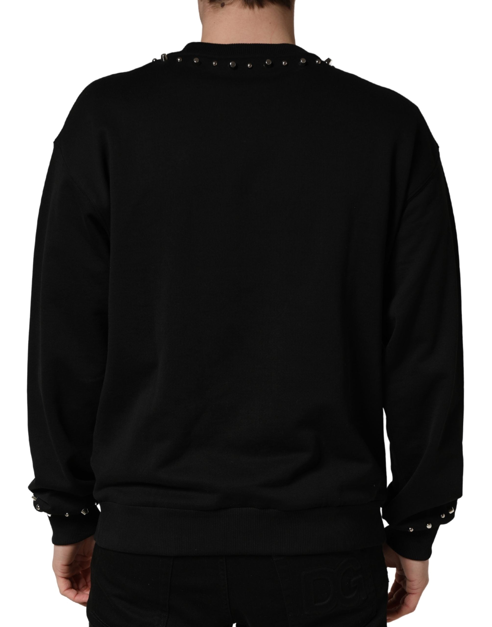 Pre-Owned Dolce & Gabbana Black Embellished Cotton Sweatshirt Sweater