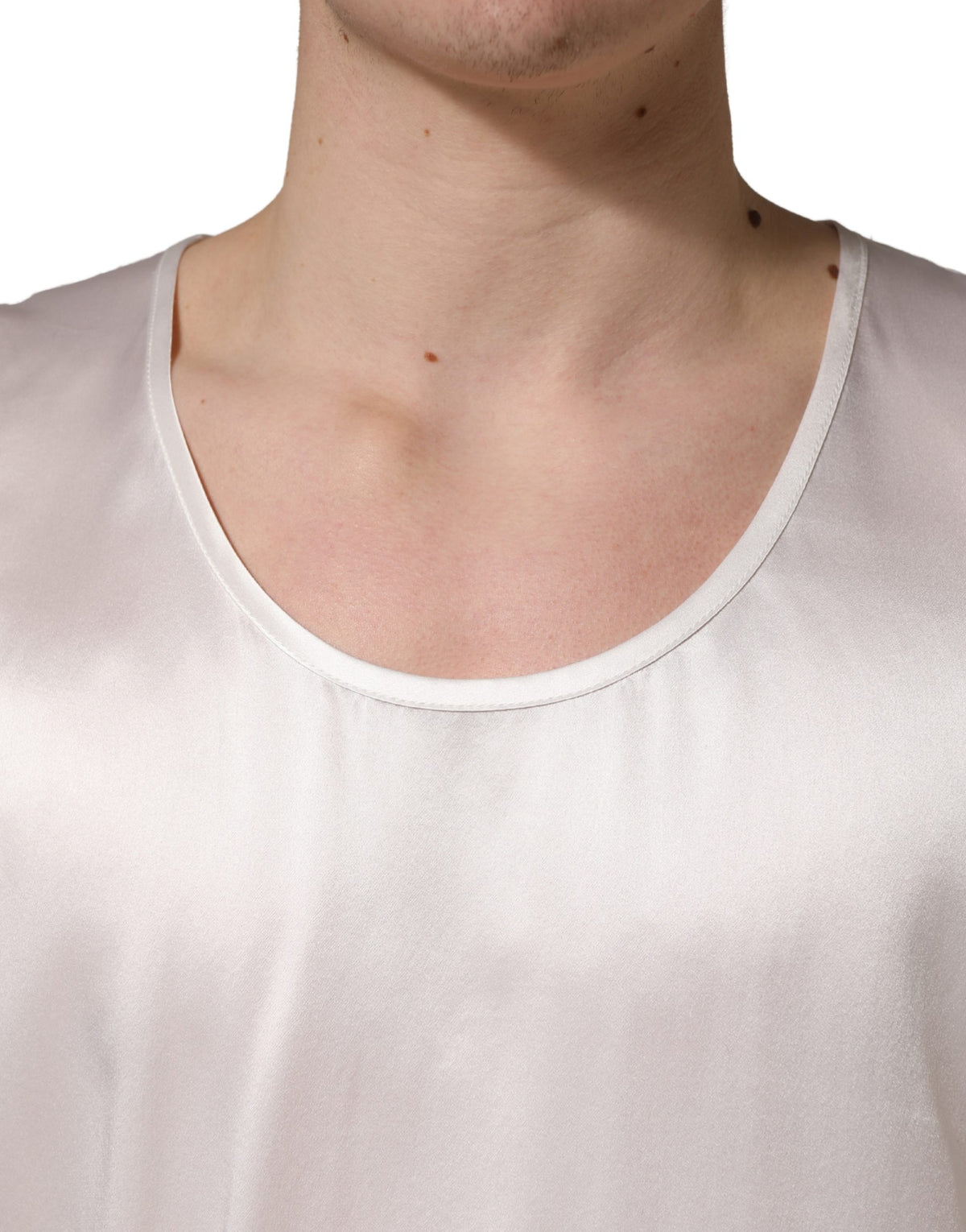 New Dolce & Gabbana White Satin SleevelessTank T-shirt