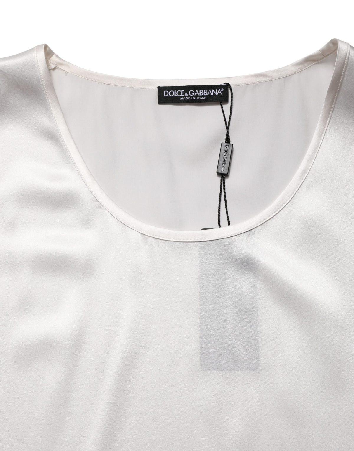 New Dolce & Gabbana White Satin SleevelessTank T-shirt