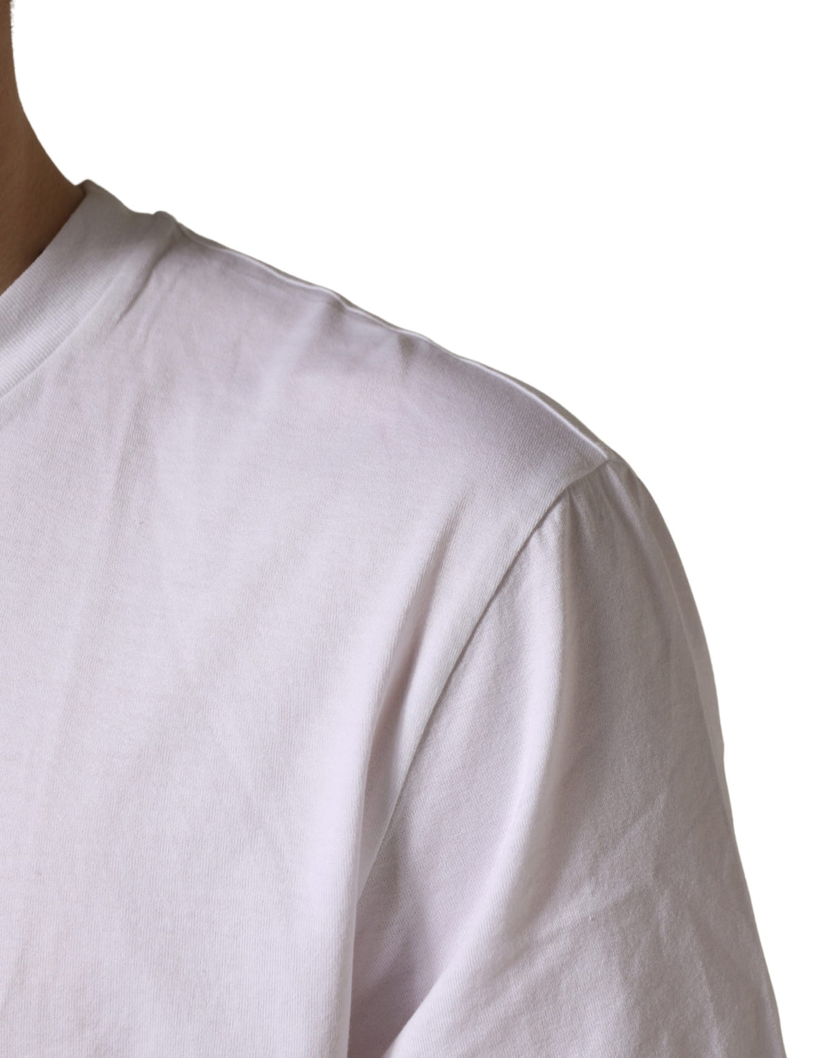 New Dolce & Gabbana White Barcode Cotton Crew Neck Men T-shirt