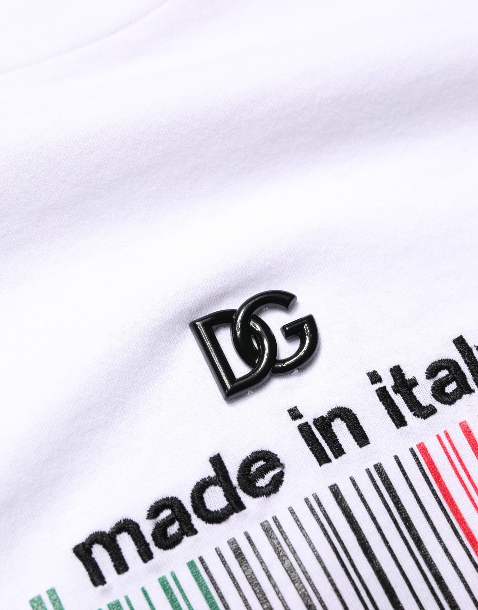 New Dolce & Gabbana White Barcode Cotton Crew Neck Men T-shirt