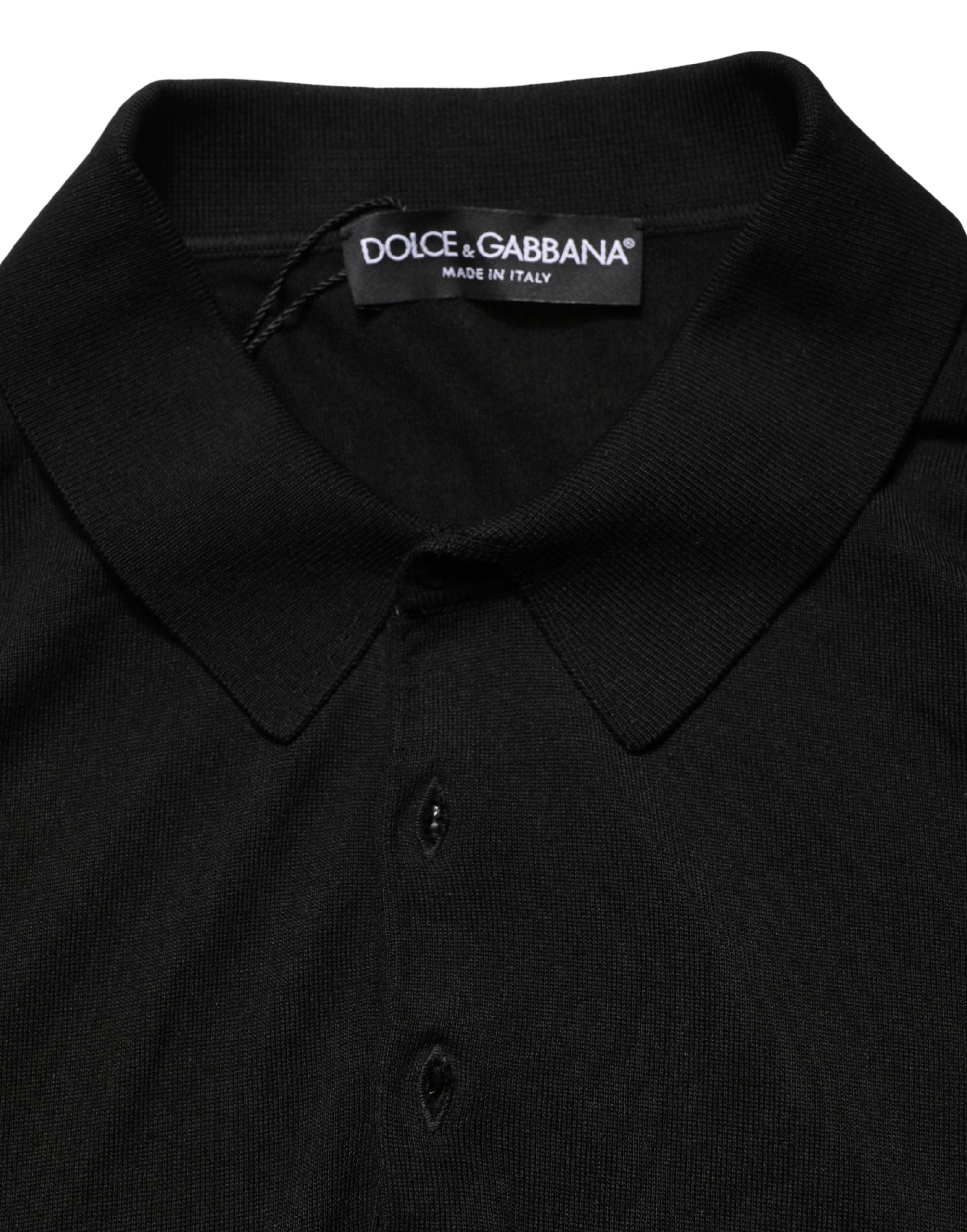 Dolce & Gabbana Black Wool Short Sleeves Men Polo T-shirt