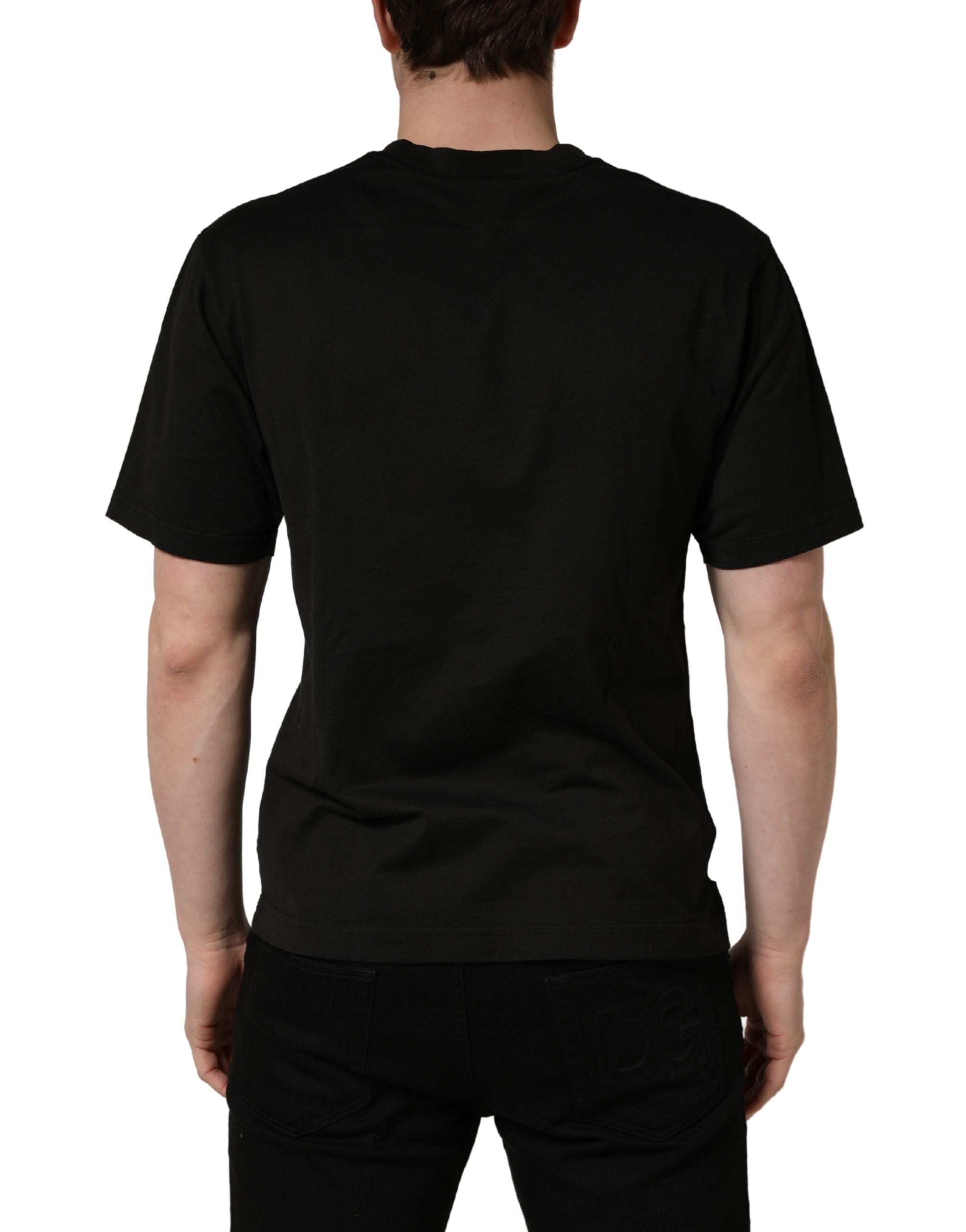 Pre-Owned Dolce & Gabbana Black Cotton Short Sleeves Crew Neck T-shirt