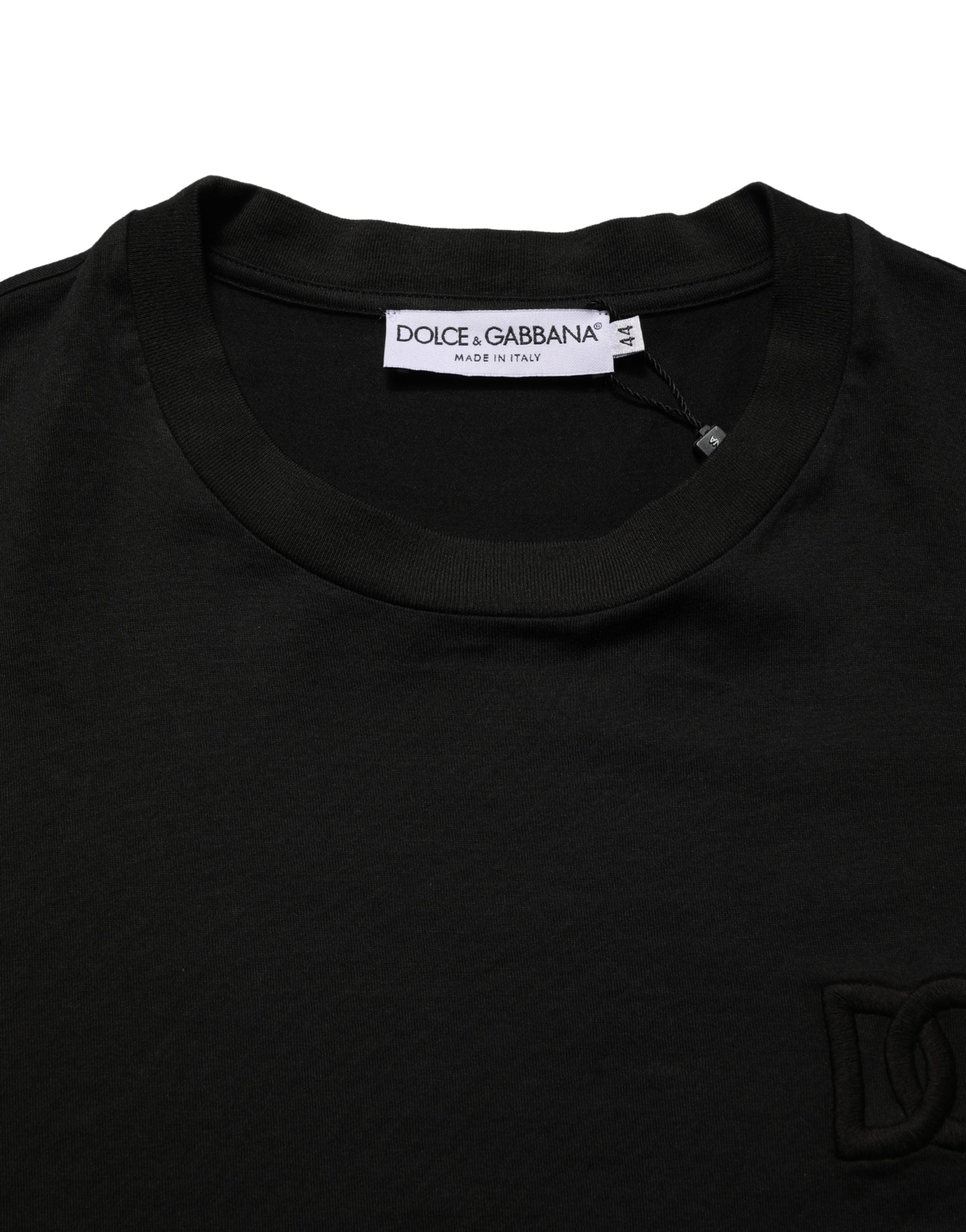 Pre-Owned Dolce & Gabbana Black Cotton Short Sleeves Crew Neck T-shirt