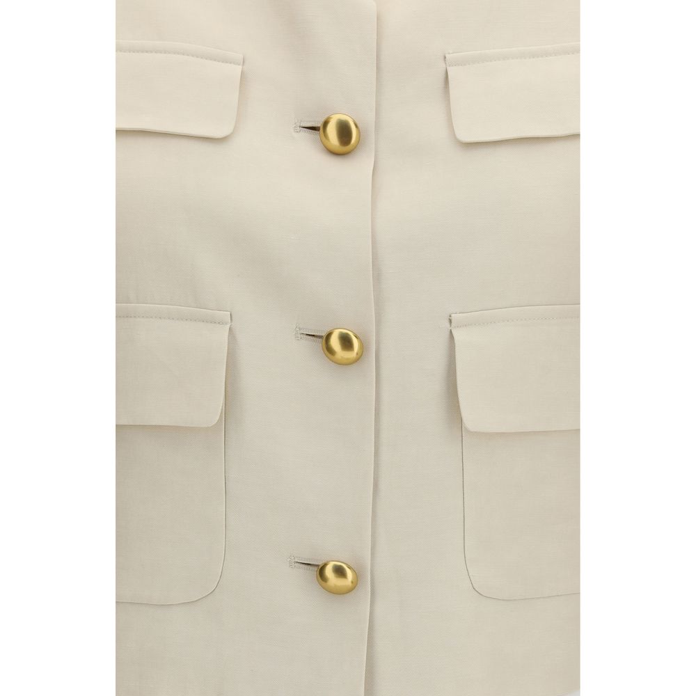 P.A.R.O.S.H. Beige Viscose Sleeveless Jacket