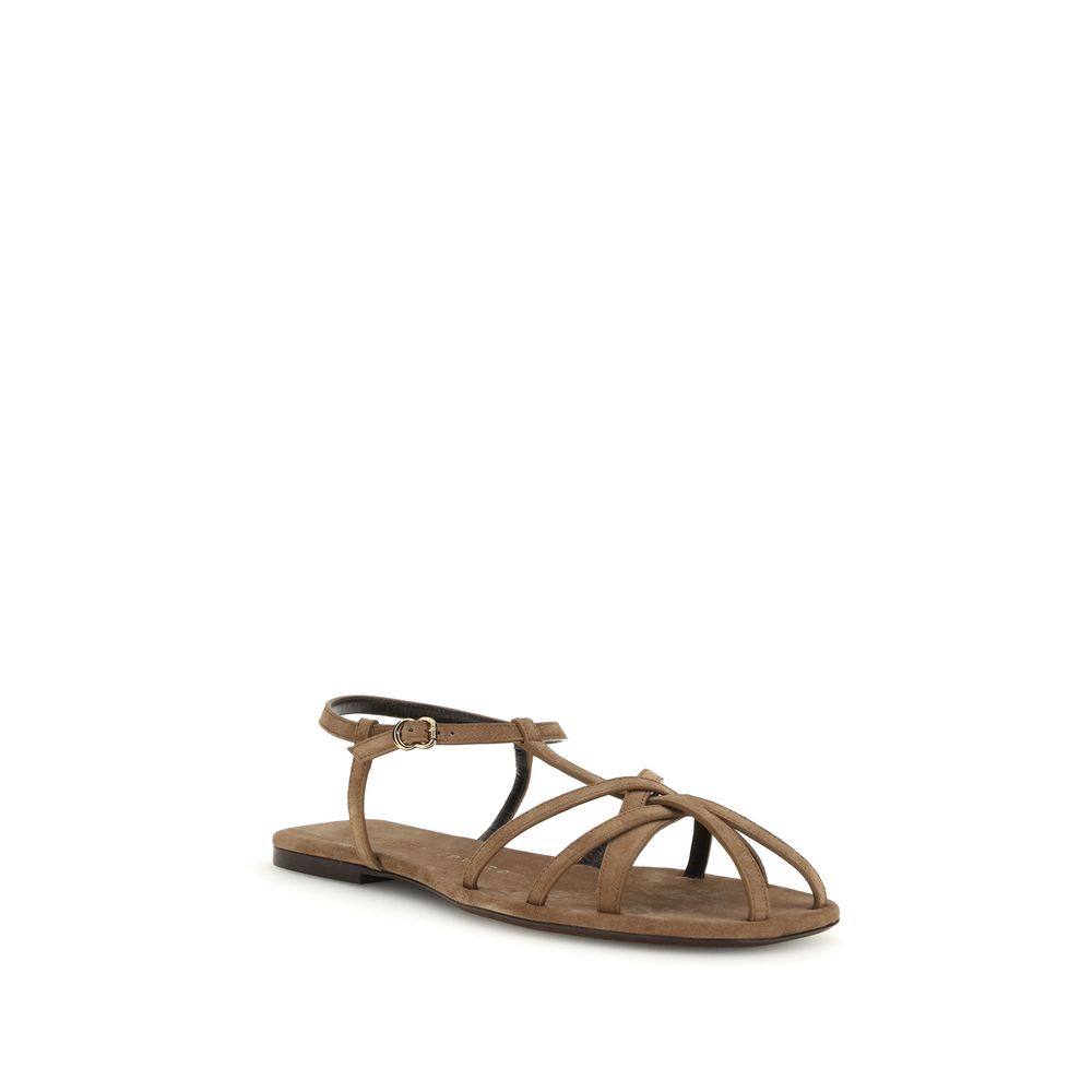 Herbert Levine Brown Leather Flat Sandals