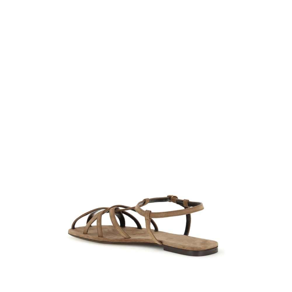 Herbert Levine Brown Leather Flat Sandals