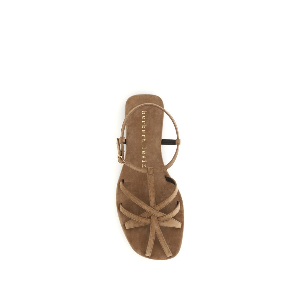 Herbert Levine Brown Leather Flat Sandals