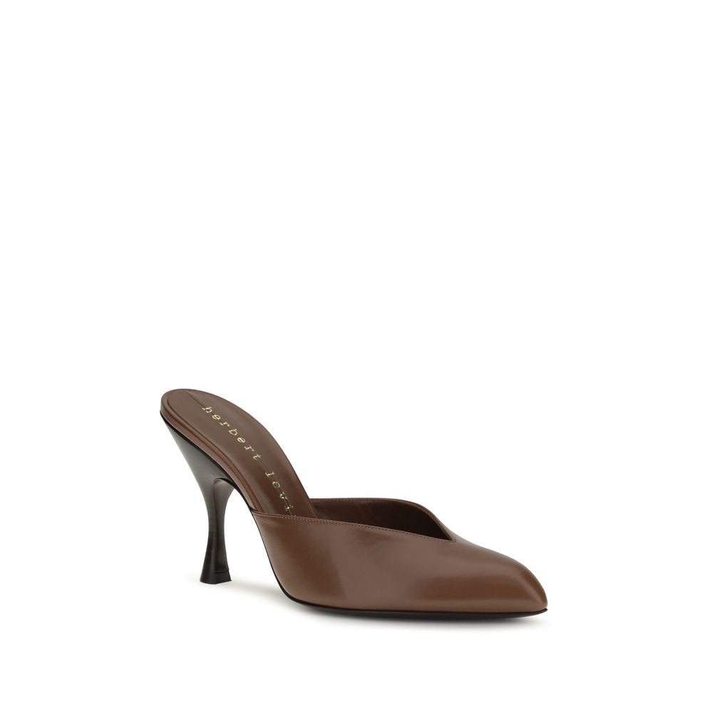 Herbert Levine Brown Calf Leather Bos Taurus Mules