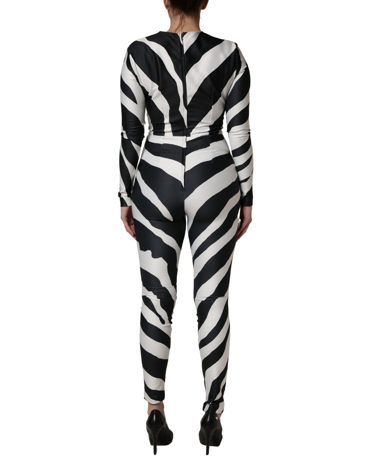 New Dolce & Gabbana Black White Zebra Pattern Jumpsuit