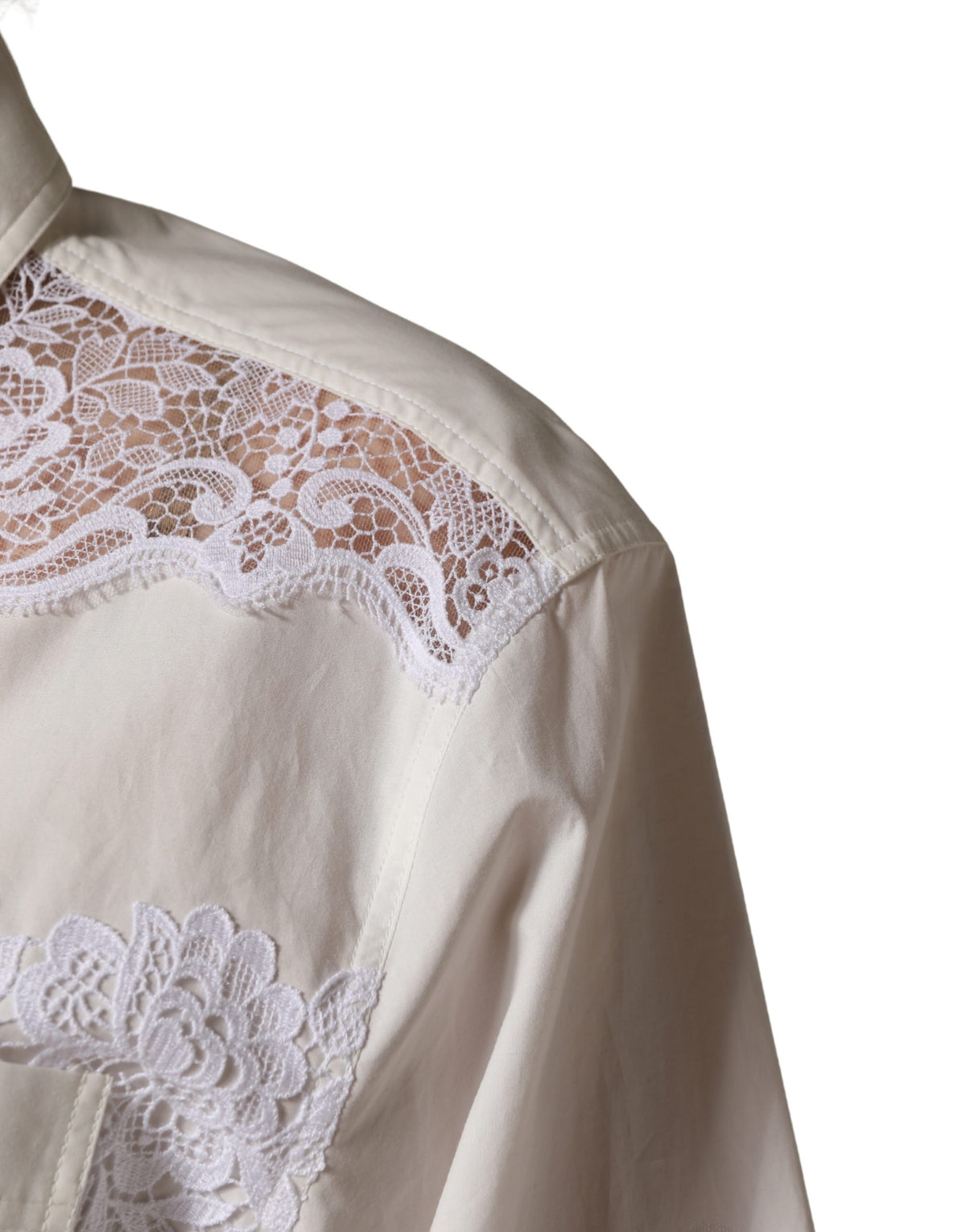 New Dolce & Gabbana White Cotton Lace Trim Long Sleeves Jumpsuit