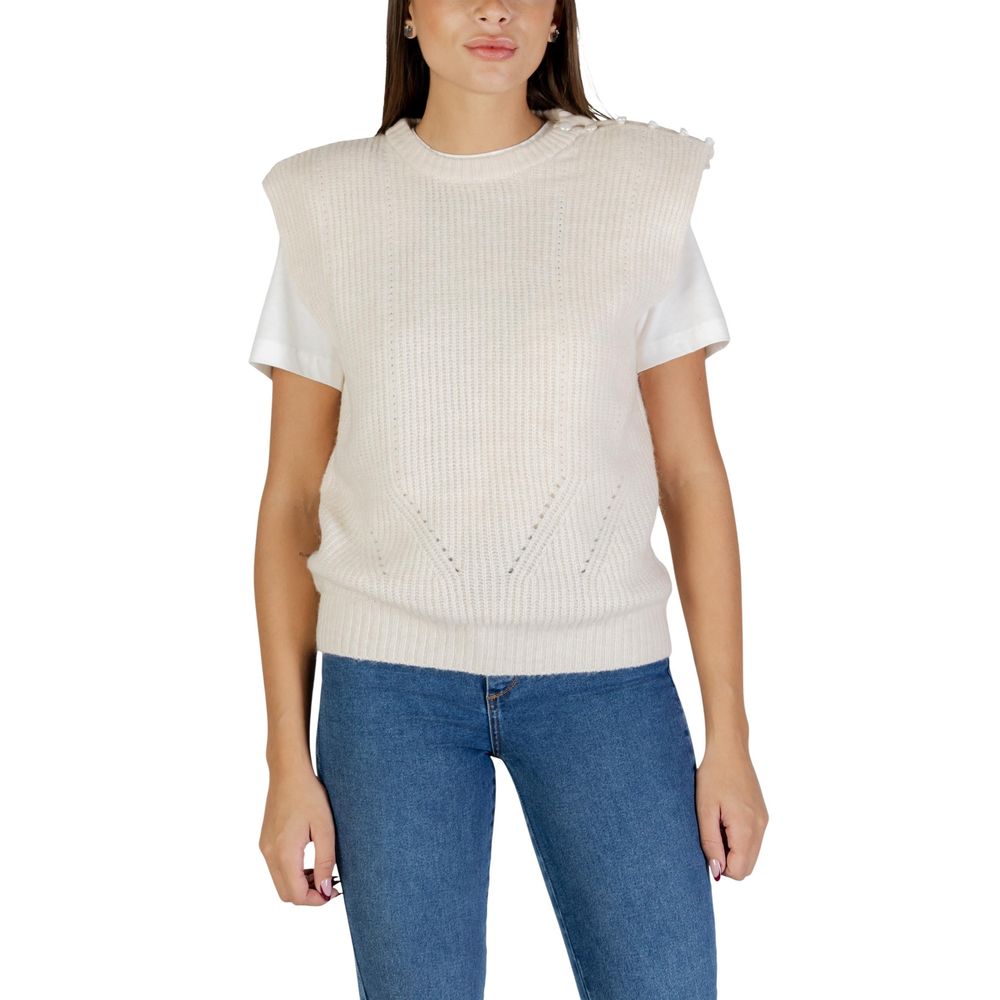 ICHI Cream Sleeveles Sweater