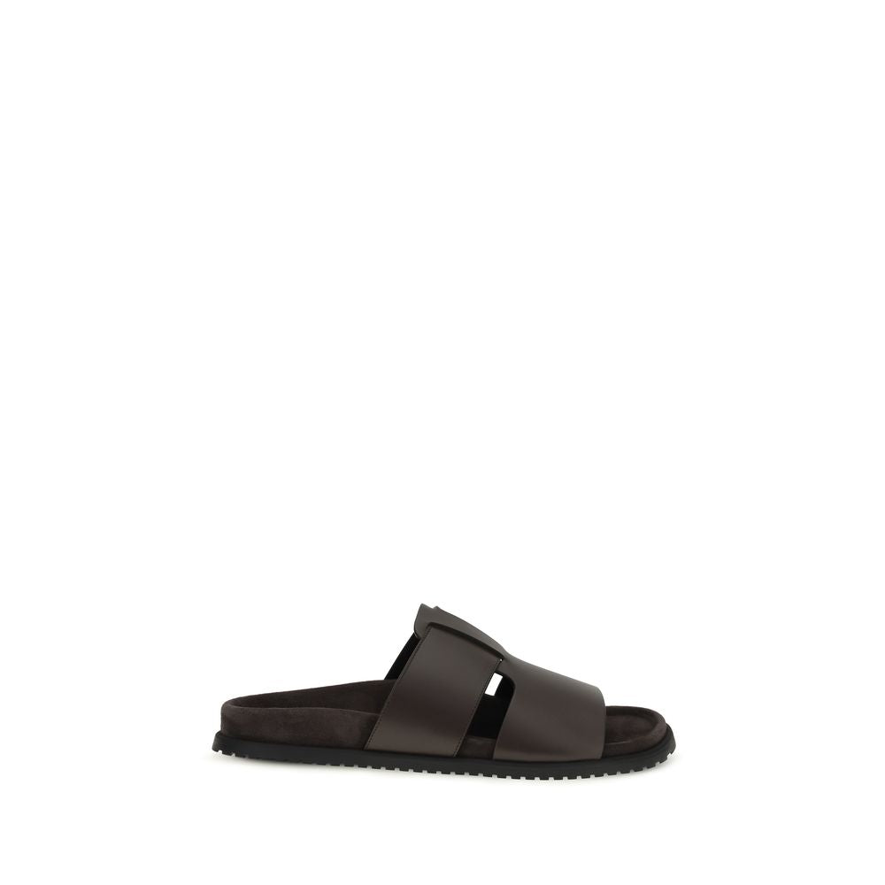 Dolce & Gabbana Brown Leather Flat Sandals
