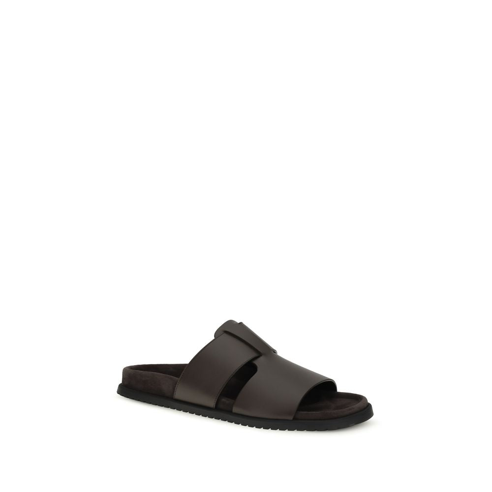 Dolce & Gabbana Brown Leather Flat Sandals