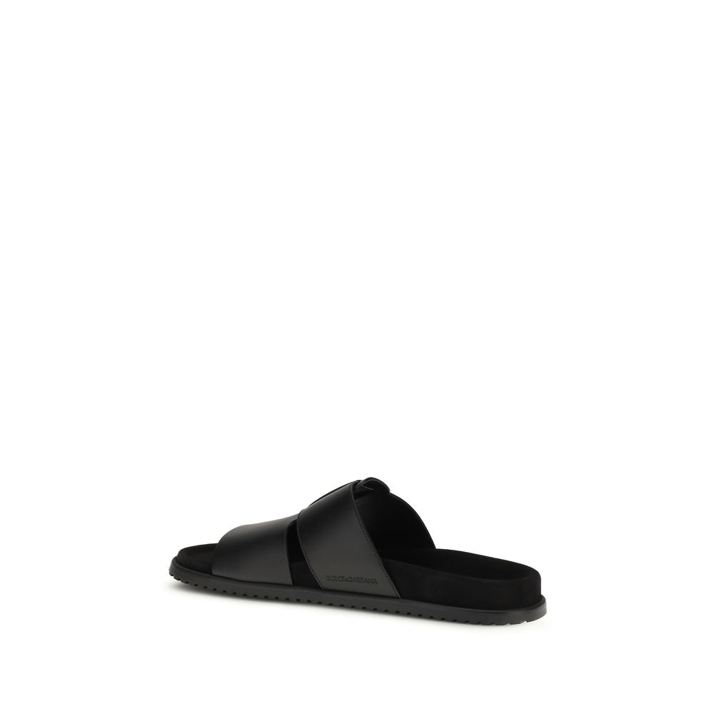 Dolce & Gabbana Black Leather Sandals