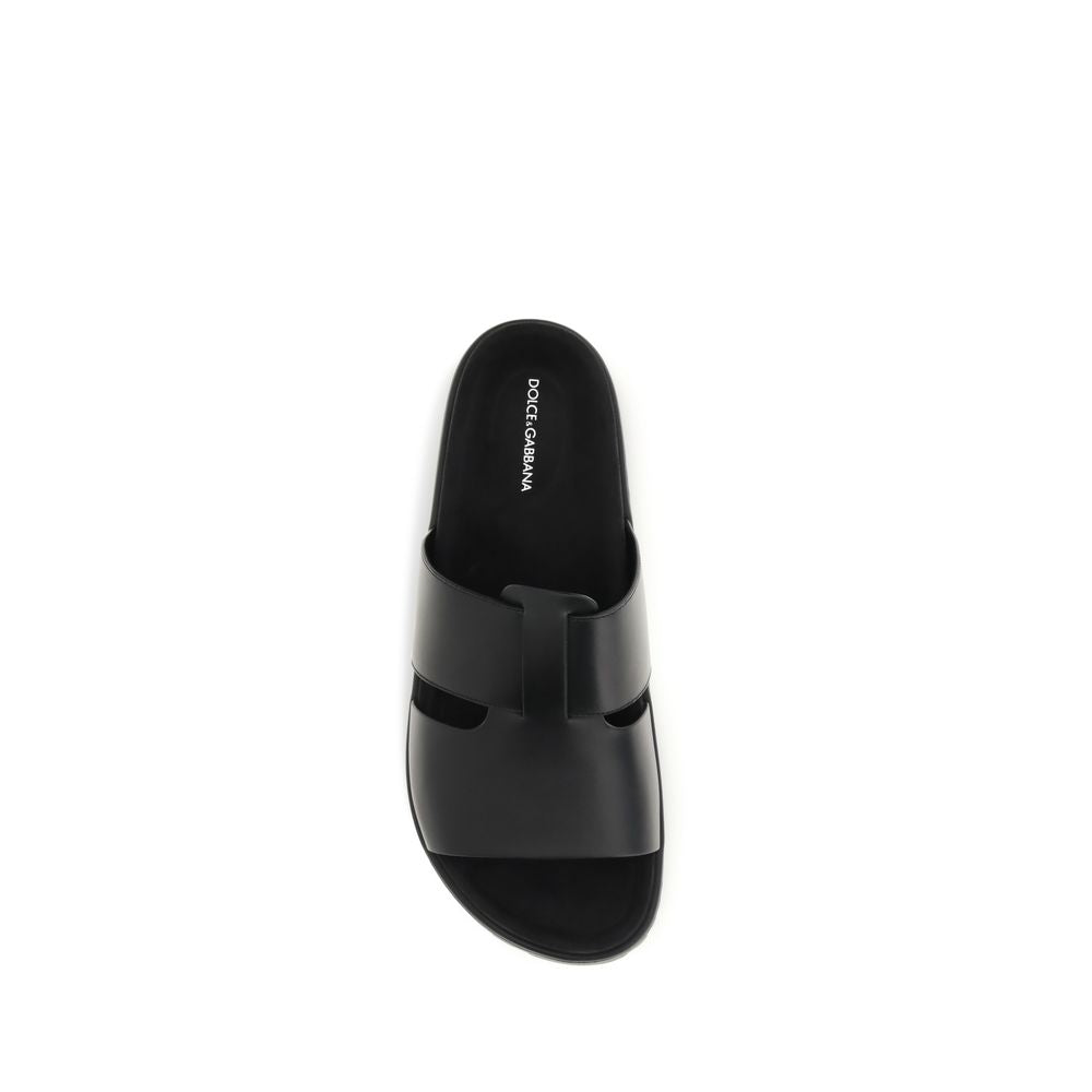 Dolce & Gabbana Black Leather Sandals