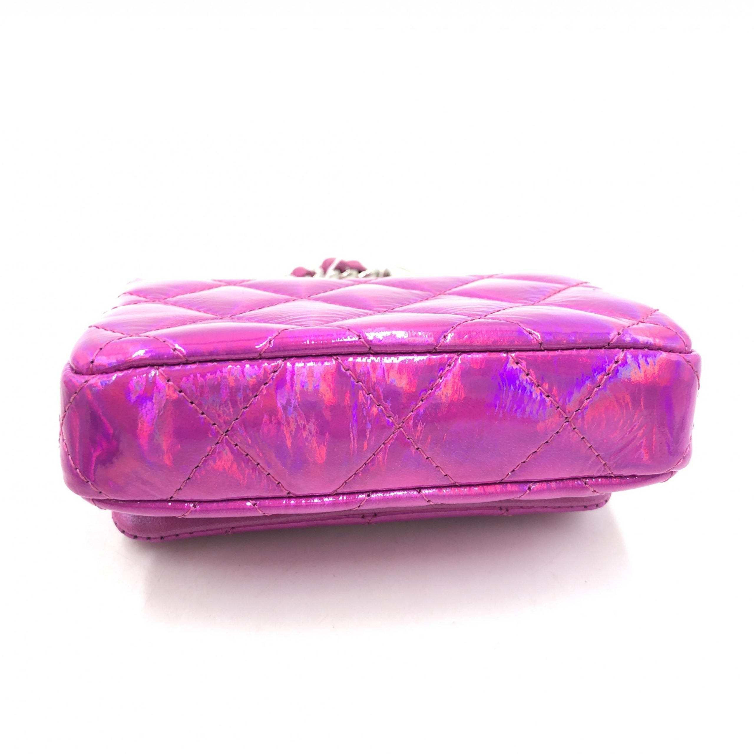 Pre-Owned Chanel Iridescent Pink Quilted Leather Pouch Multicolor Women's B+ (Good — light signs of wear)