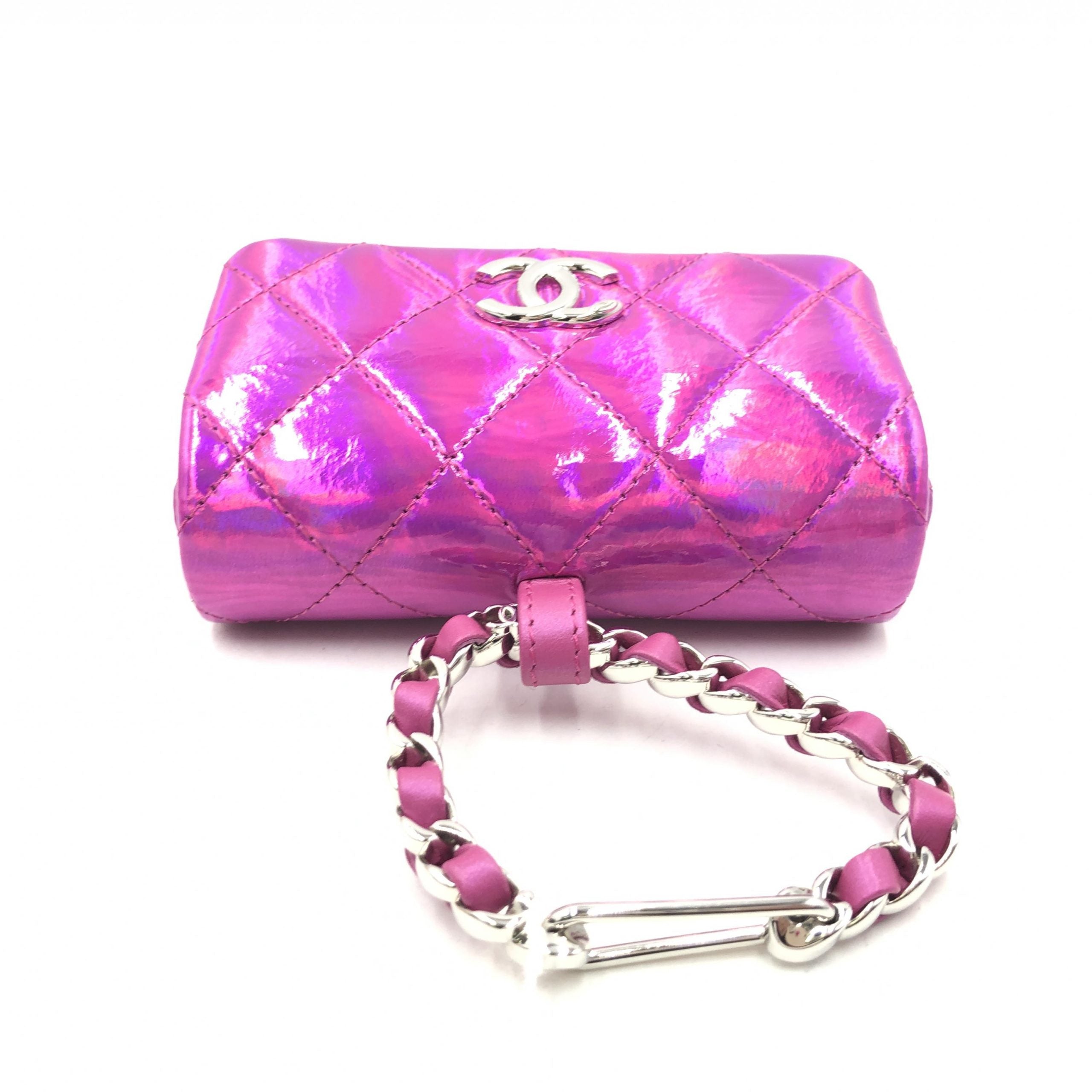 Pre-Owned Chanel Iridescent Pink Quilted Leather Pouch Multicolor Women's B+ (Good — light signs of wear)