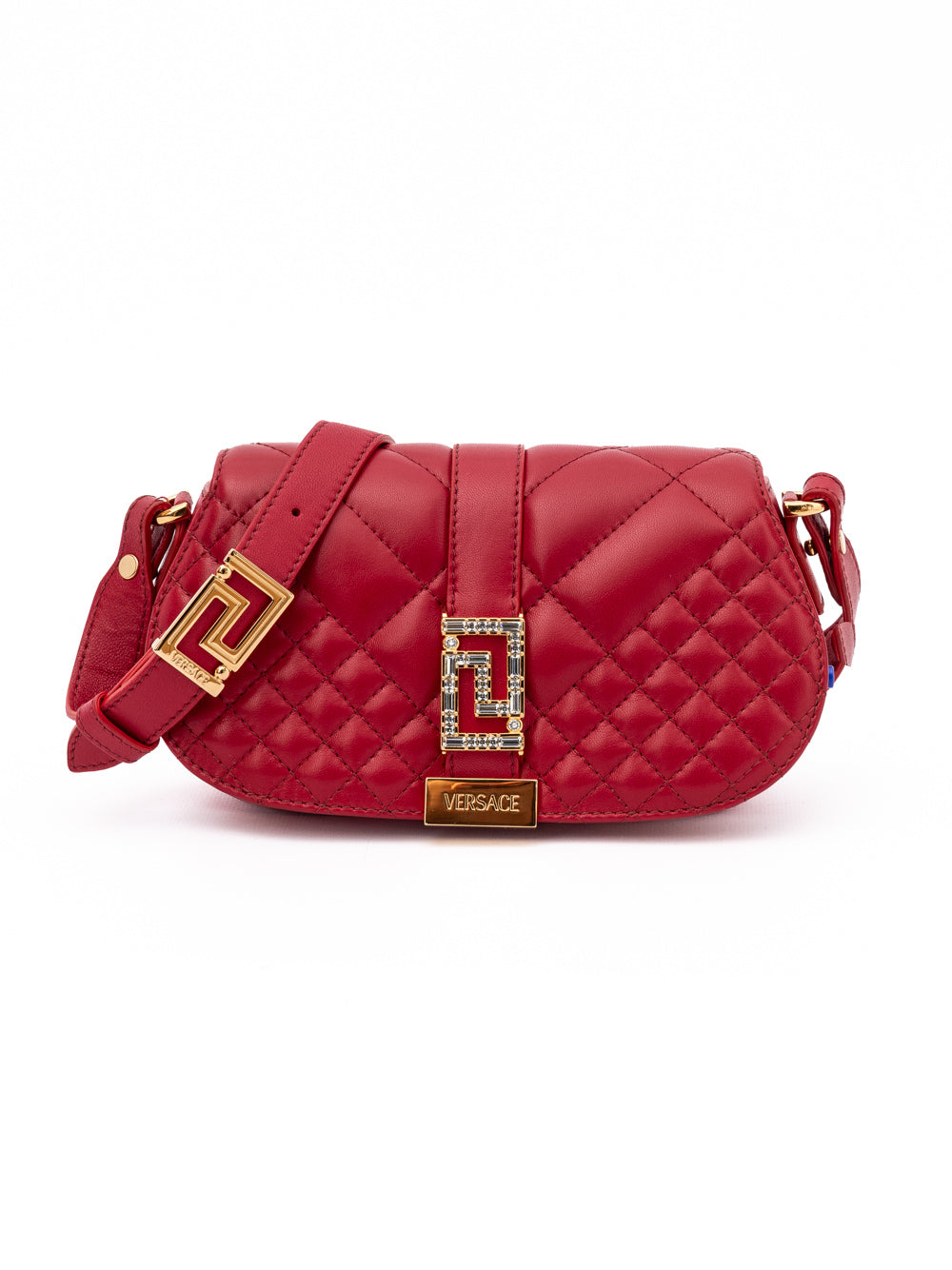 Versace Red Leather Quilted Shoulder Strap Bag - PreLoved & Luxe