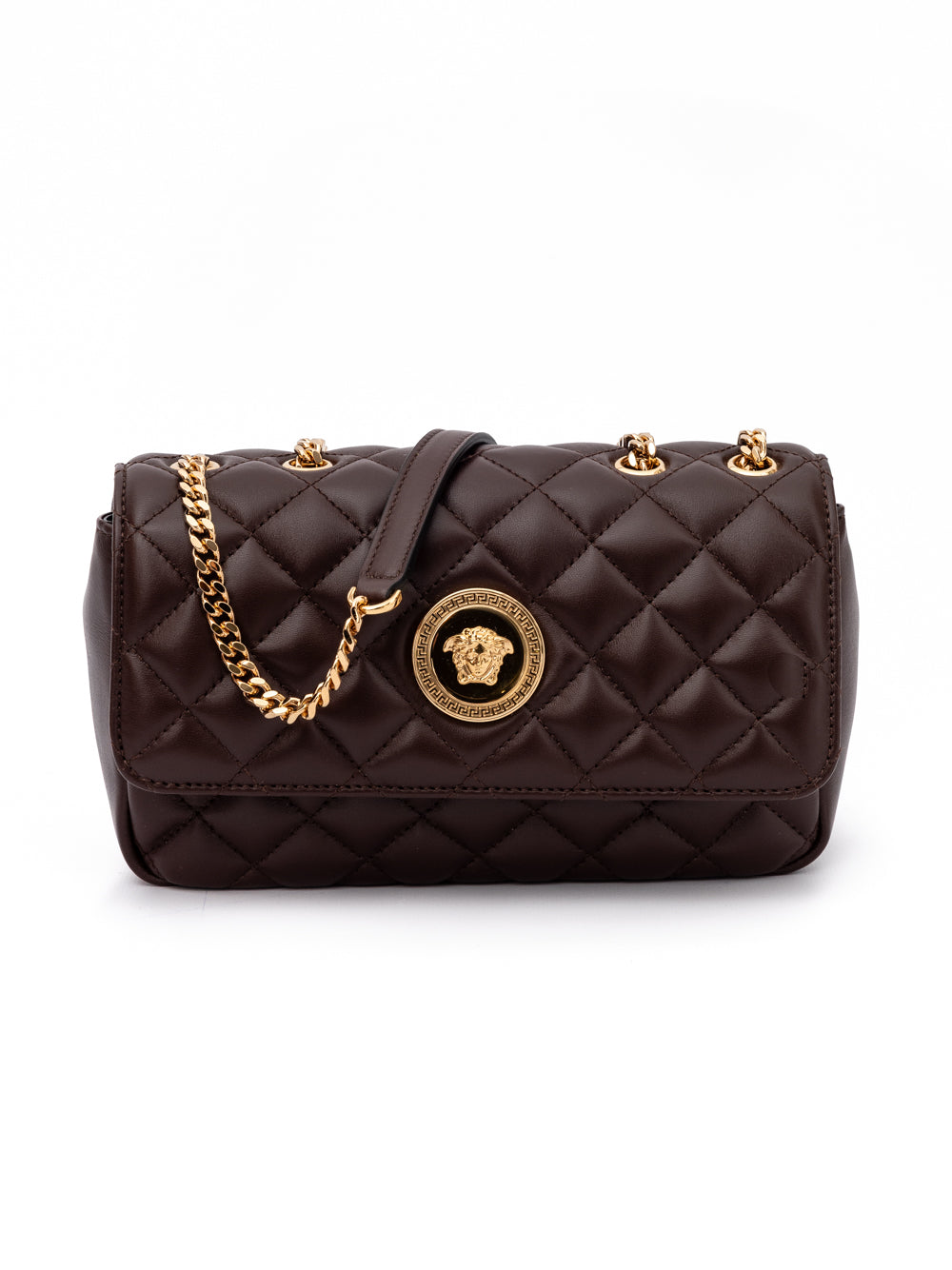 Versace Brown Quilted Leather Shoulder Strap Bag - PreLoved & Luxe
