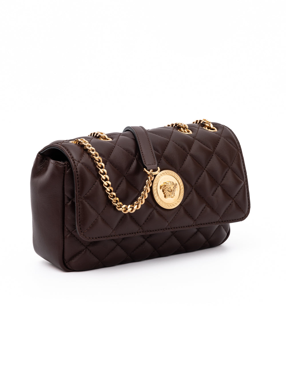 Versace Brown Quilted Leather Shoulder Strap Bag - PreLoved & Luxe