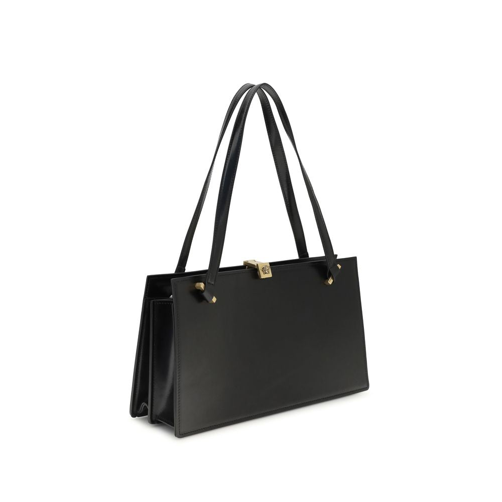 Versace Black Leather Shoulder Bag - PreLoved & Luxe