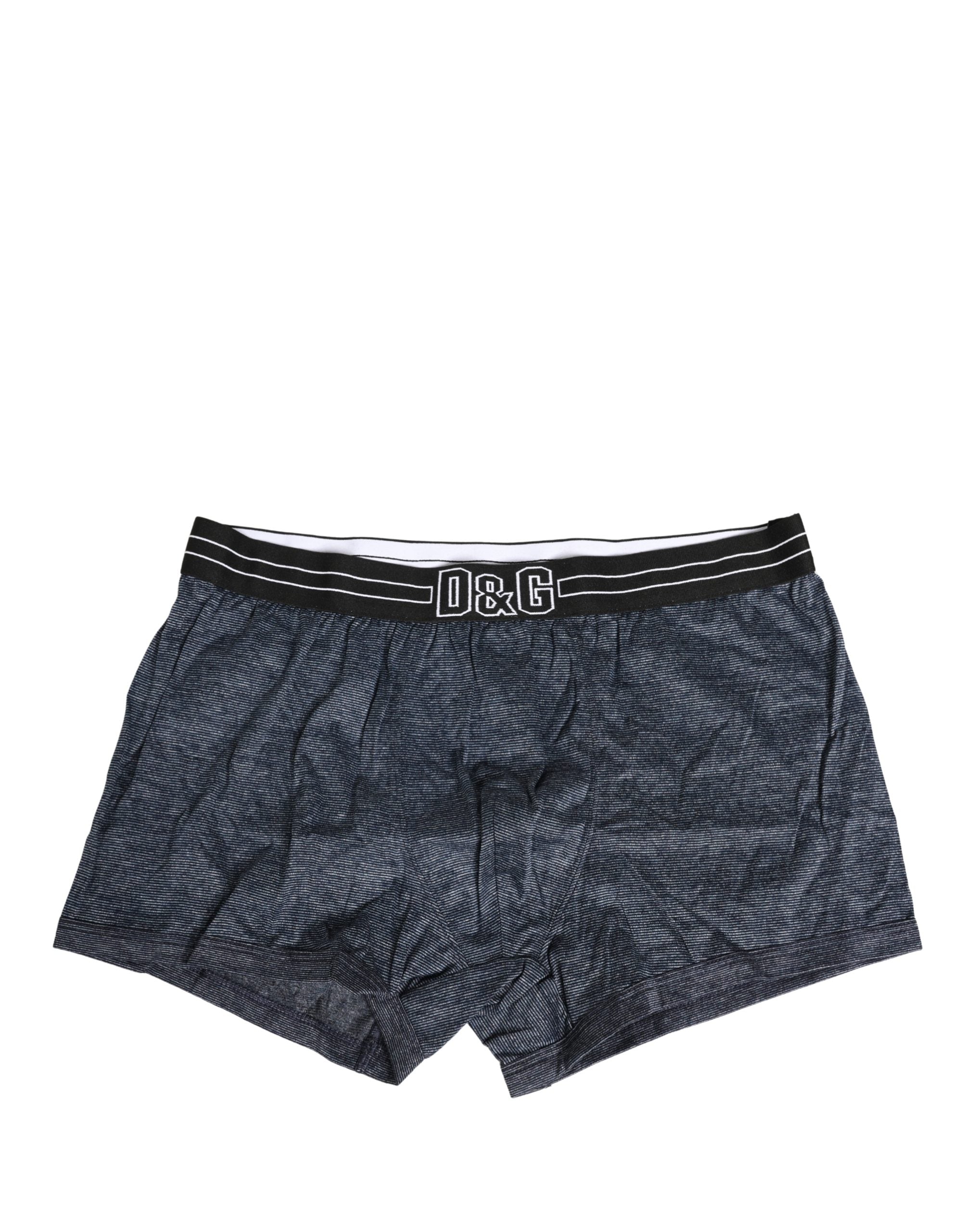 New Dolce & Gabbana Dark Blue Logo Cotton Regular Boxer Underwear