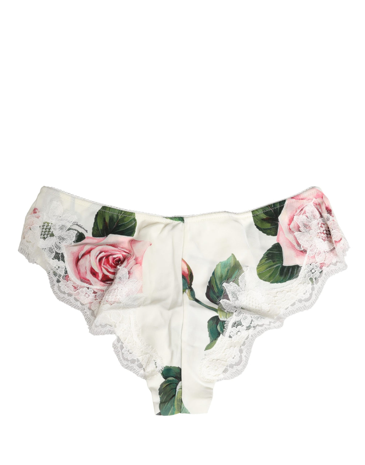 New Dolce & Gabbana White Silk Floral Lace Trim Panty Brief Underwear