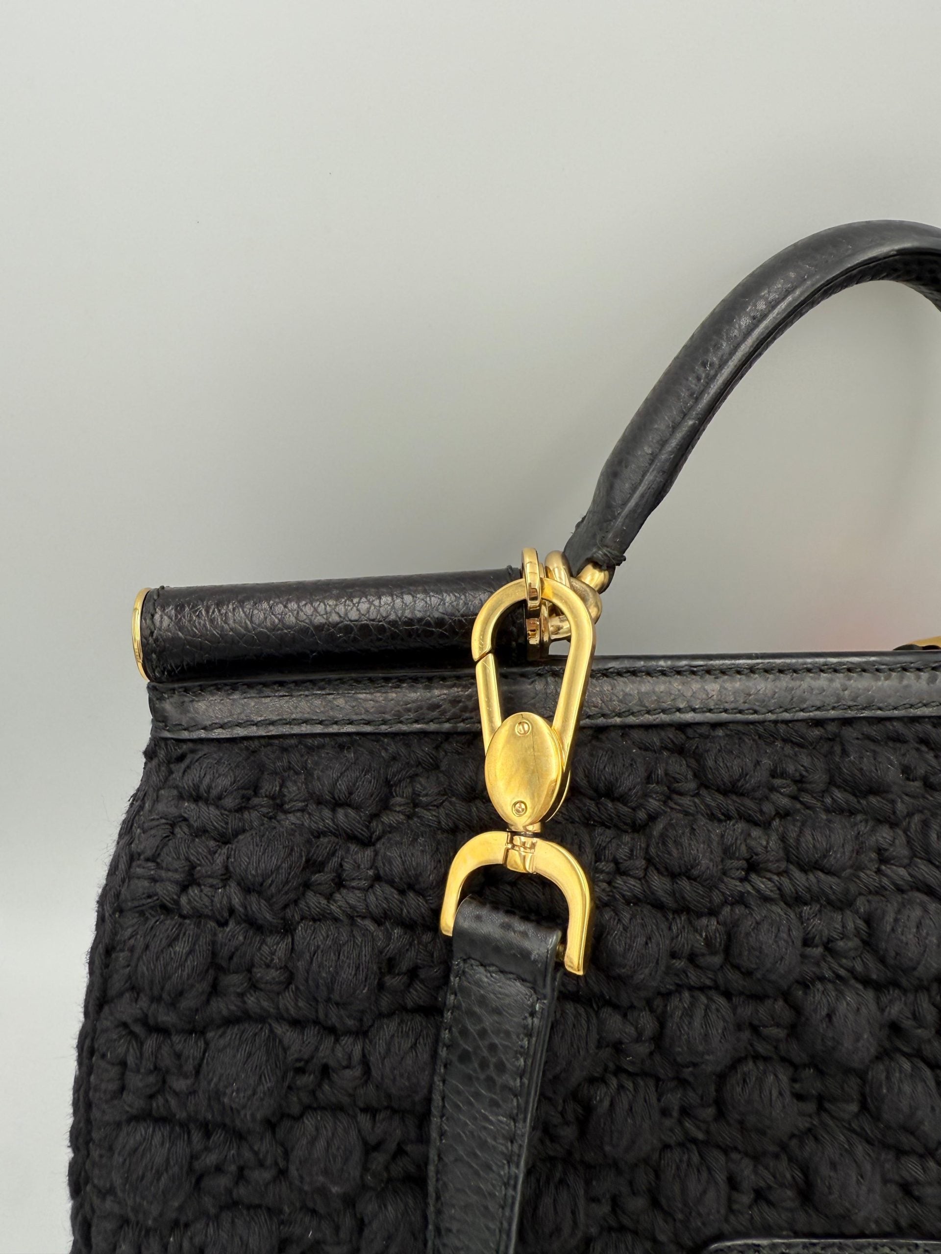 Pre-Owned Dolce & Gabbana DOLCE & GABBANA Sicily Python and Macramé Handbag White Women's AB (Very Good — between Lightly Used and Used)