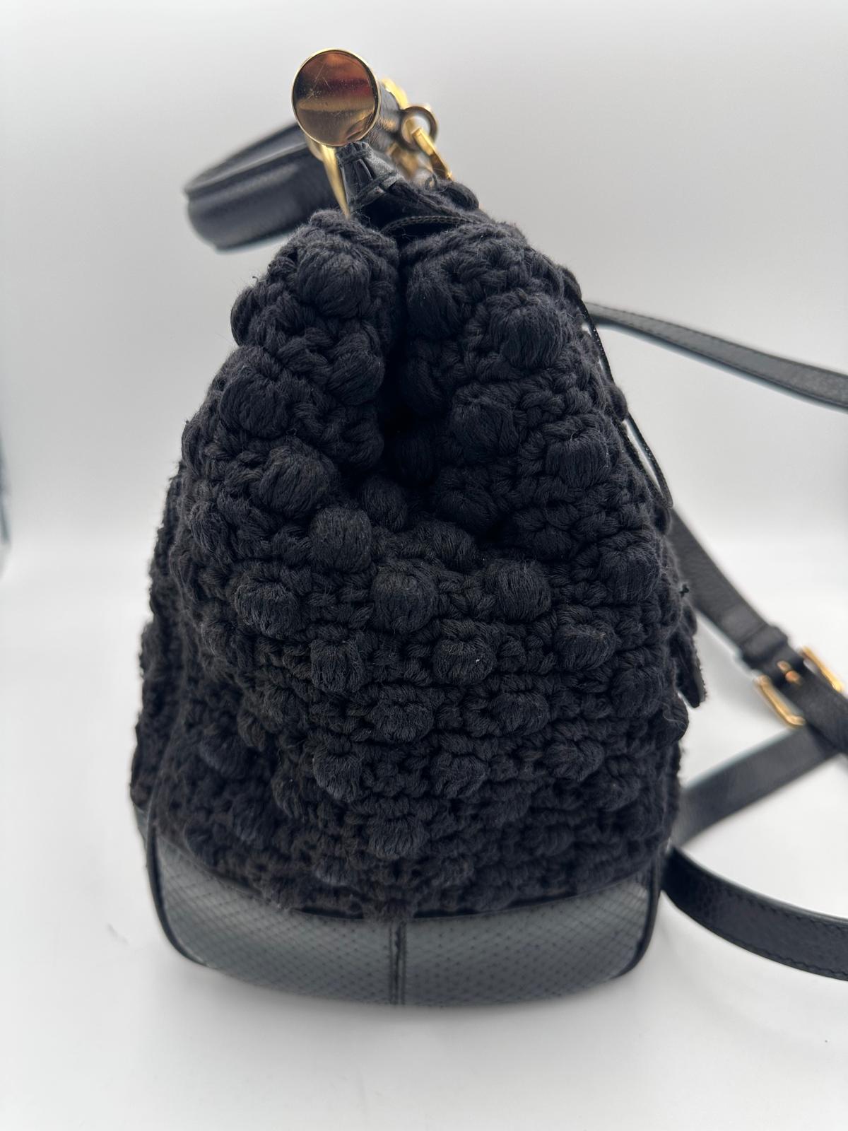 Pre-Owned Dolce & Gabbana DOLCE & GABBANA Sicily Python and Macramé Handbag White Women's AB (Very Good — between Lightly Used and Used)