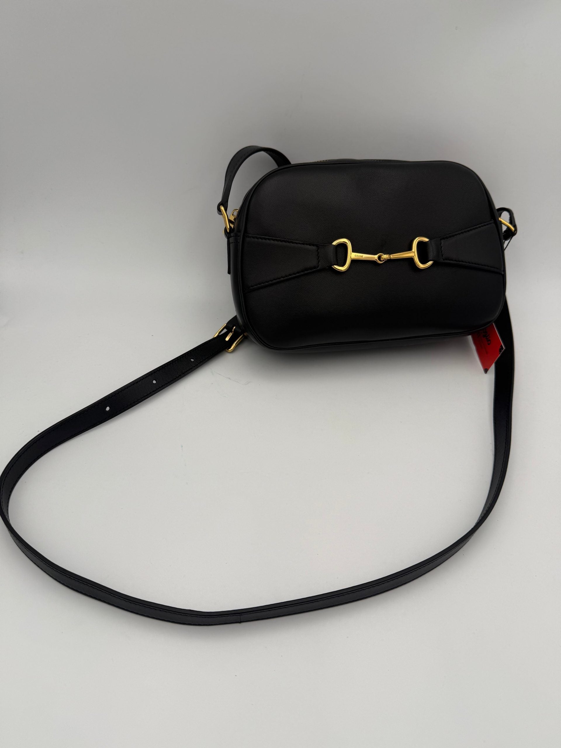 Pre-Owned Celine CELINE CRECY Plain Black Handbag White Women's AB (Very Good — between Lightly Used and Used)
