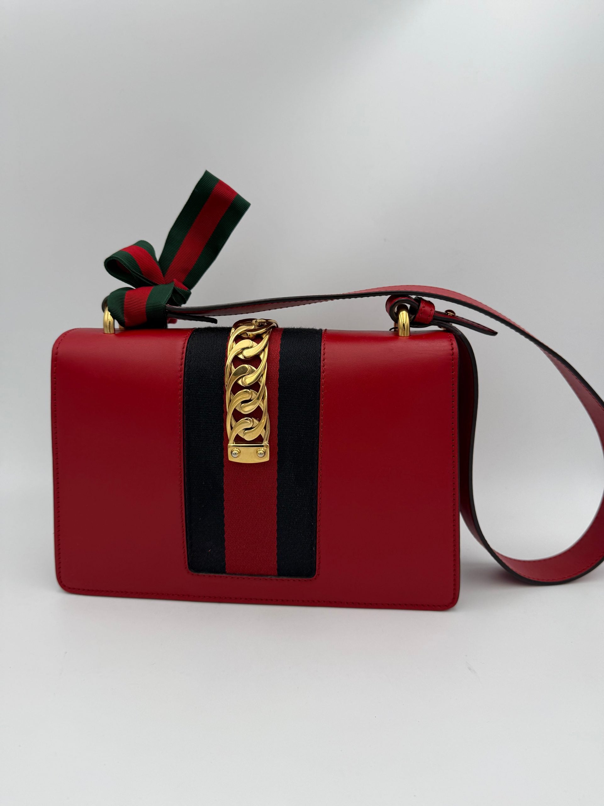 Pre-Owned Gucci GUCCI SYLVIE Red Handbag Multicolor Women's AB (Very Good — between Lightly Used and Used)
