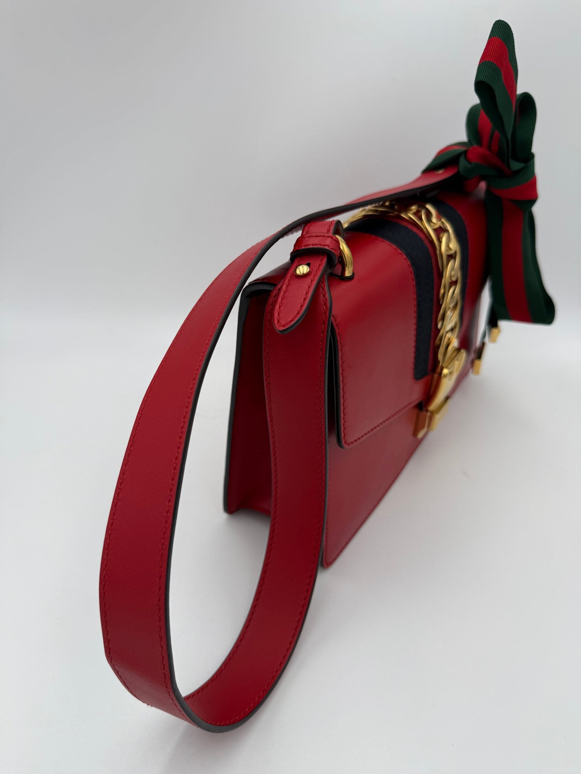 Pre-Owned Gucci GUCCI SYLVIE Red Handbag Multicolor Women's AB (Very Good — between Lightly Used and Used)