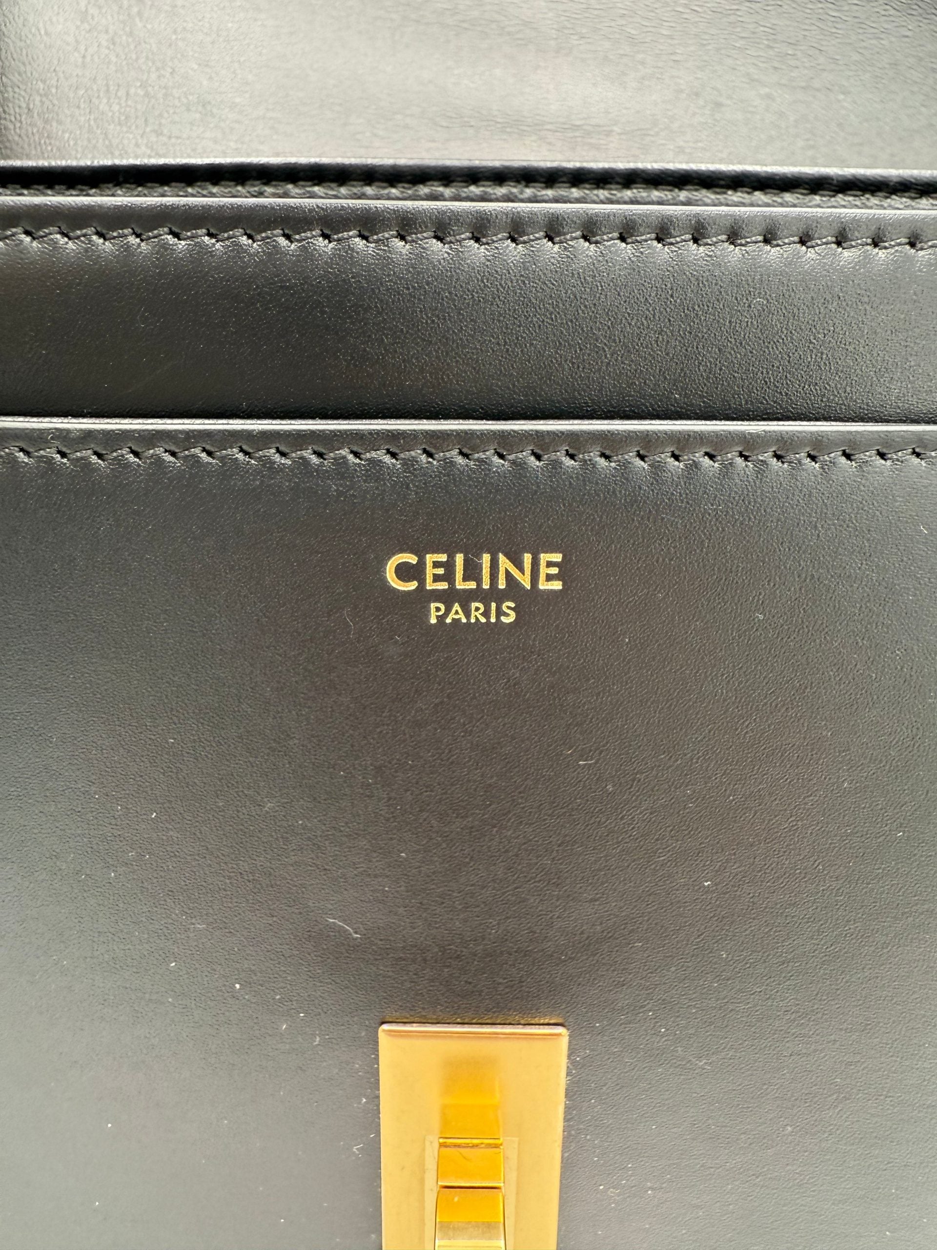 Pre-Owned Celine CELINE Sac 16 Besace Black Large Bag White Women's AB (Very Good — between Lightly Used and Used)