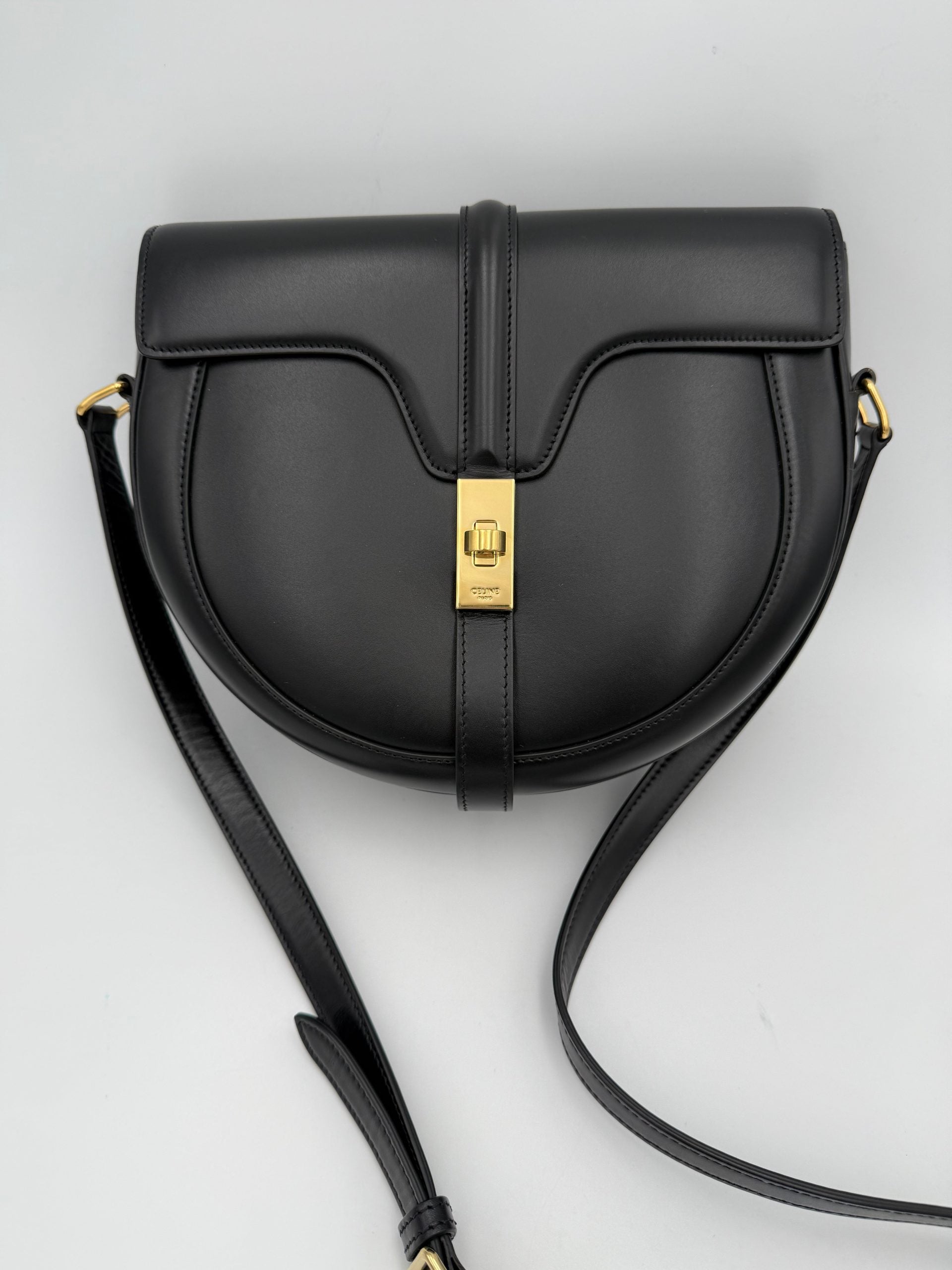 Pre-Owned Celine CELINE Sac 16 Besace Black Large Bag White Women's AB (Very Good — between Lightly Used and Used)