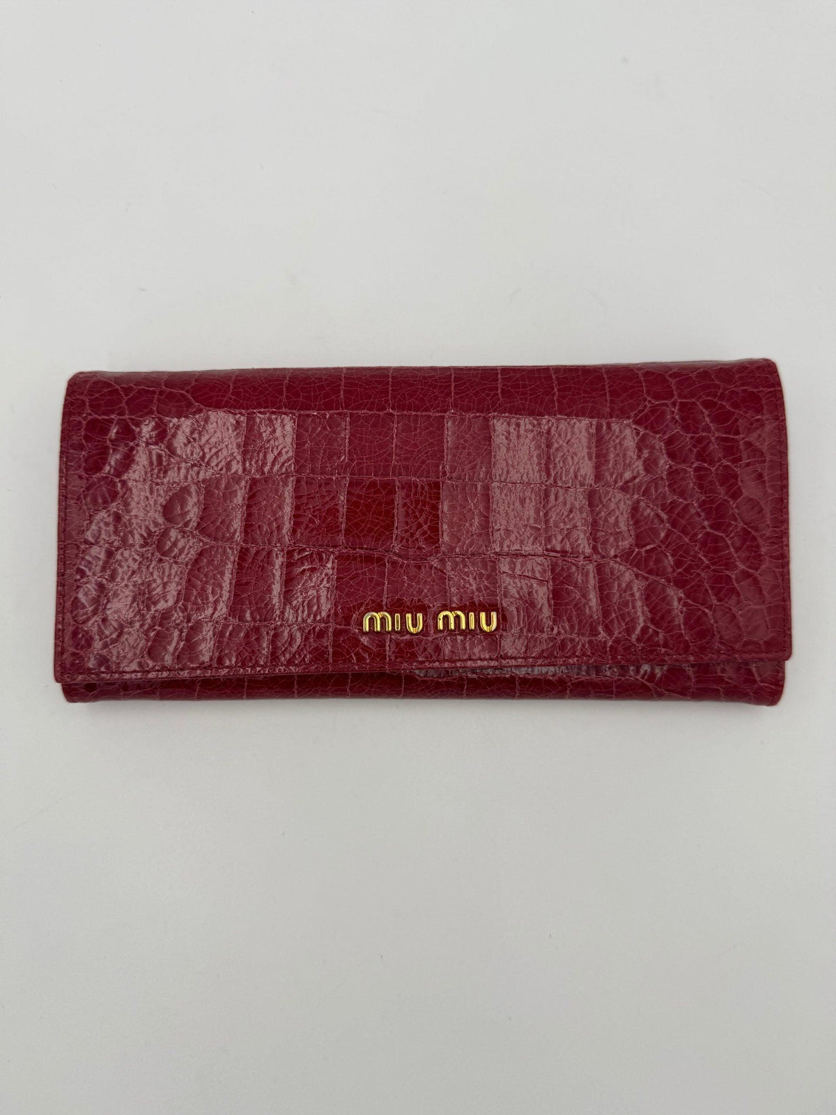 Miu Miu MIU MIU Rosso Crocodile Print Leather Wallet
